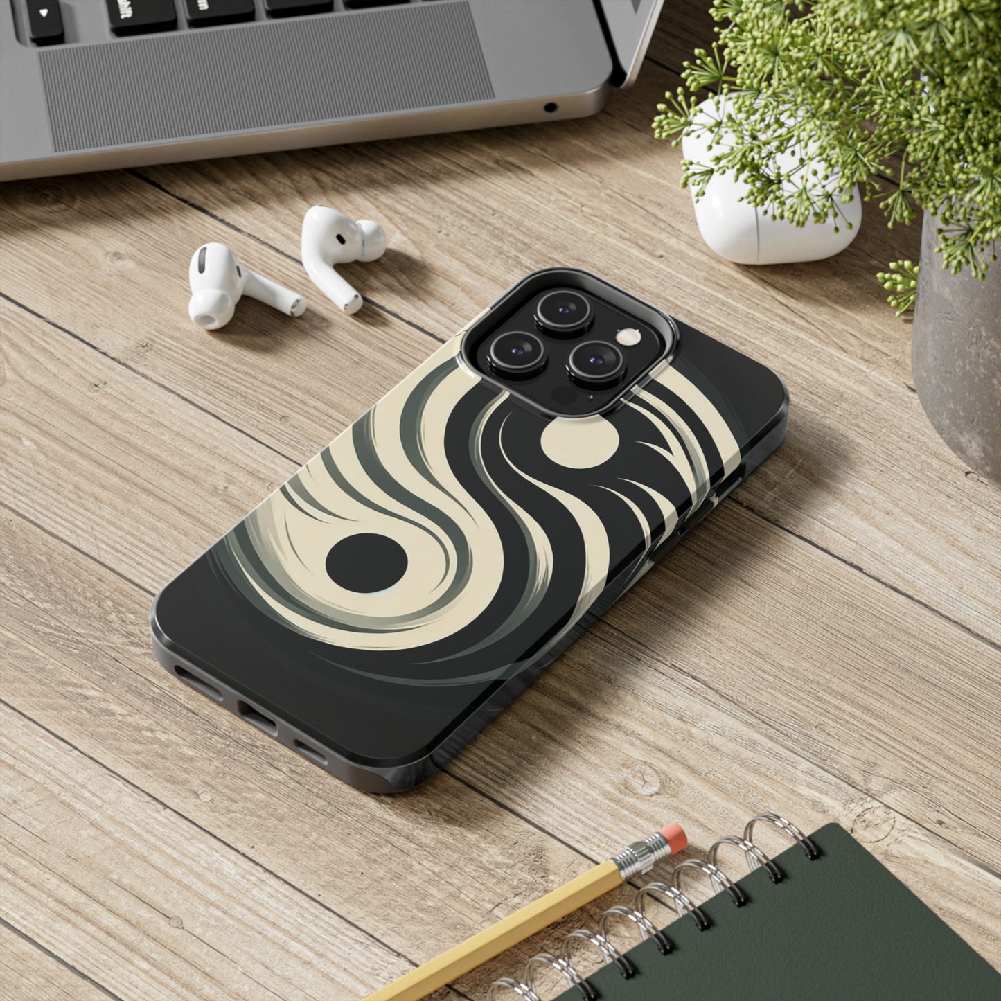 ToughDrop Apple iPhone Case Ft. Monotone Yin Yang