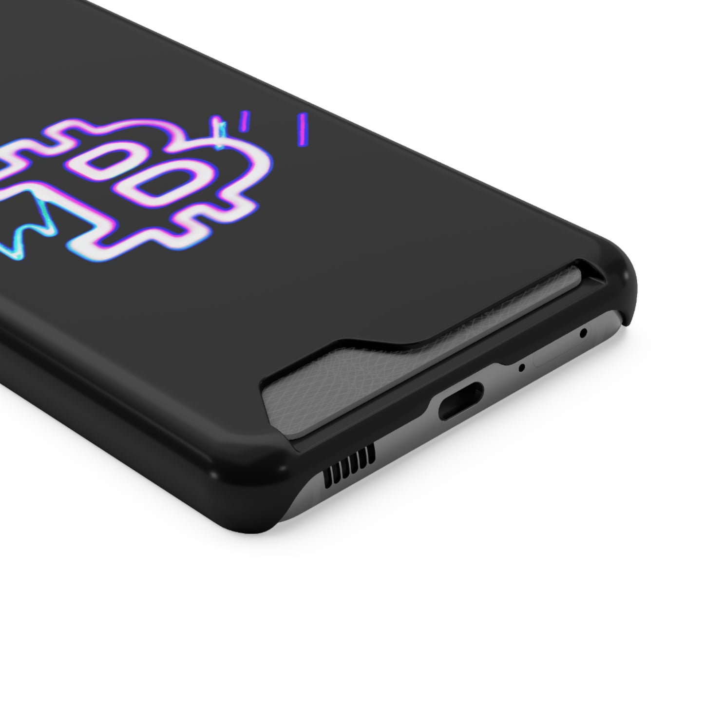 iPhone 13 and Samsung S21, S22 Cases with Card Holder Ft. Synthwave Bitcoin Symbol