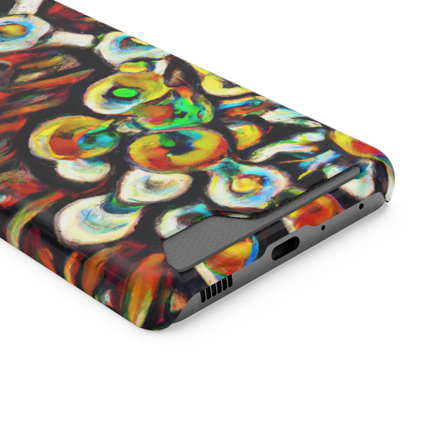 iPhone 13 and Samsung S21, S22 Cases with Card Holder Ft. Abstract Molecule