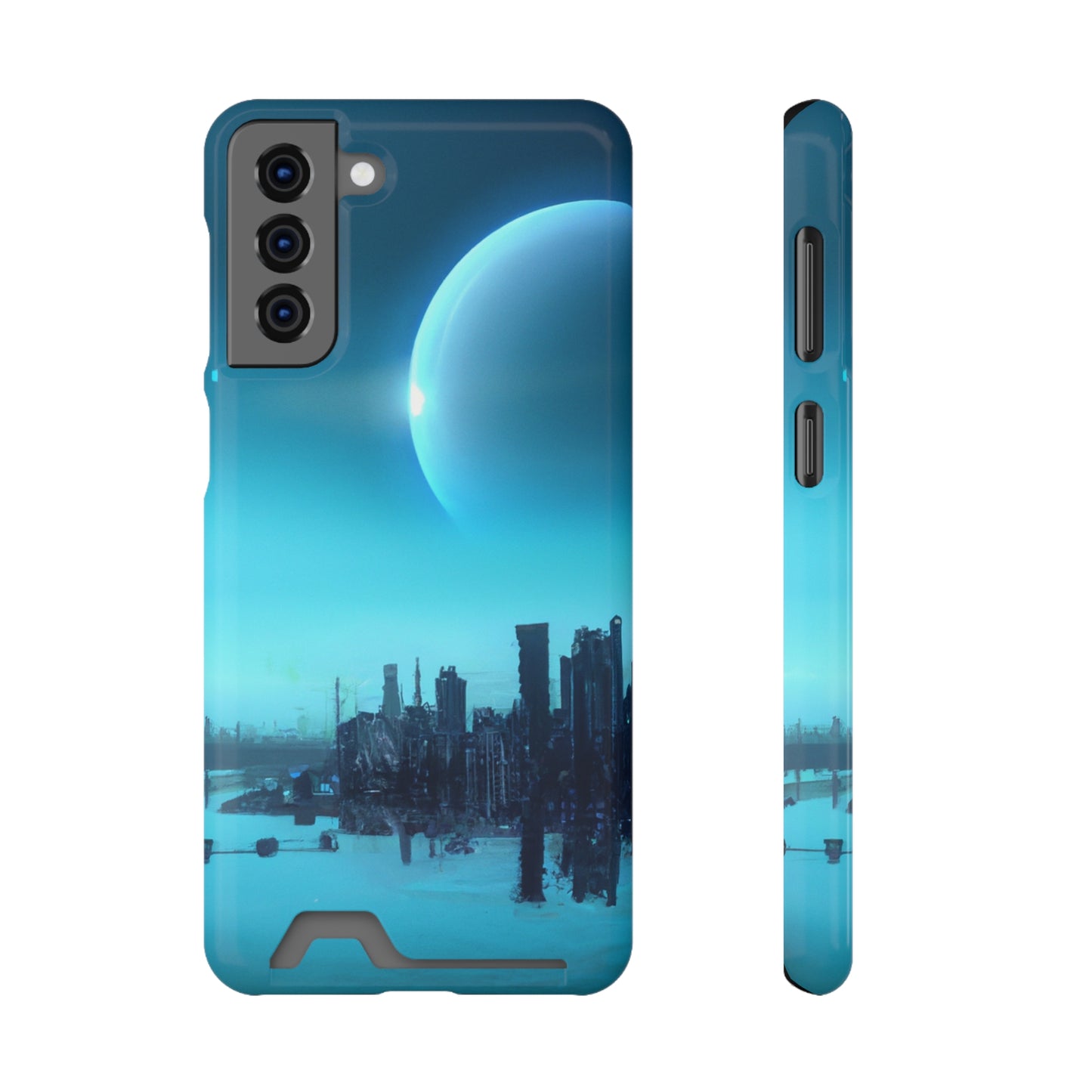 iPhone 13 and Samsung S21, S22 Cases with Card Holder Ft. Alien City