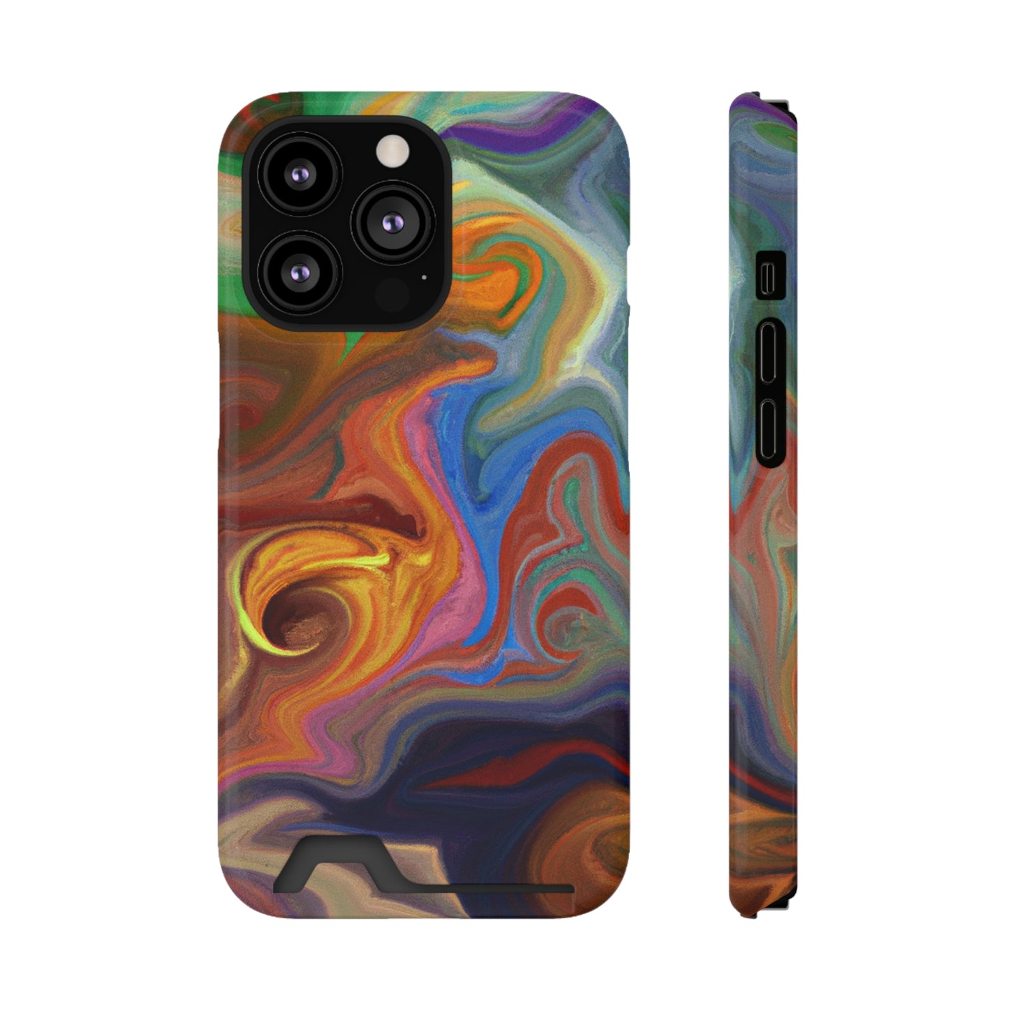 iPhone or Samsung Case with Card Holder Ft. Fractured Waves