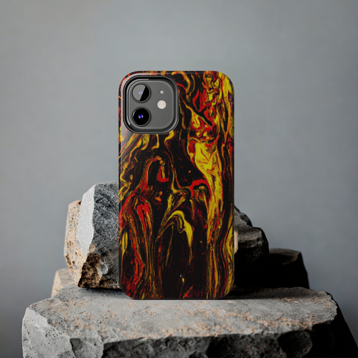 Tough Apple iPhone Case Ft. Abstract Black and Yellow