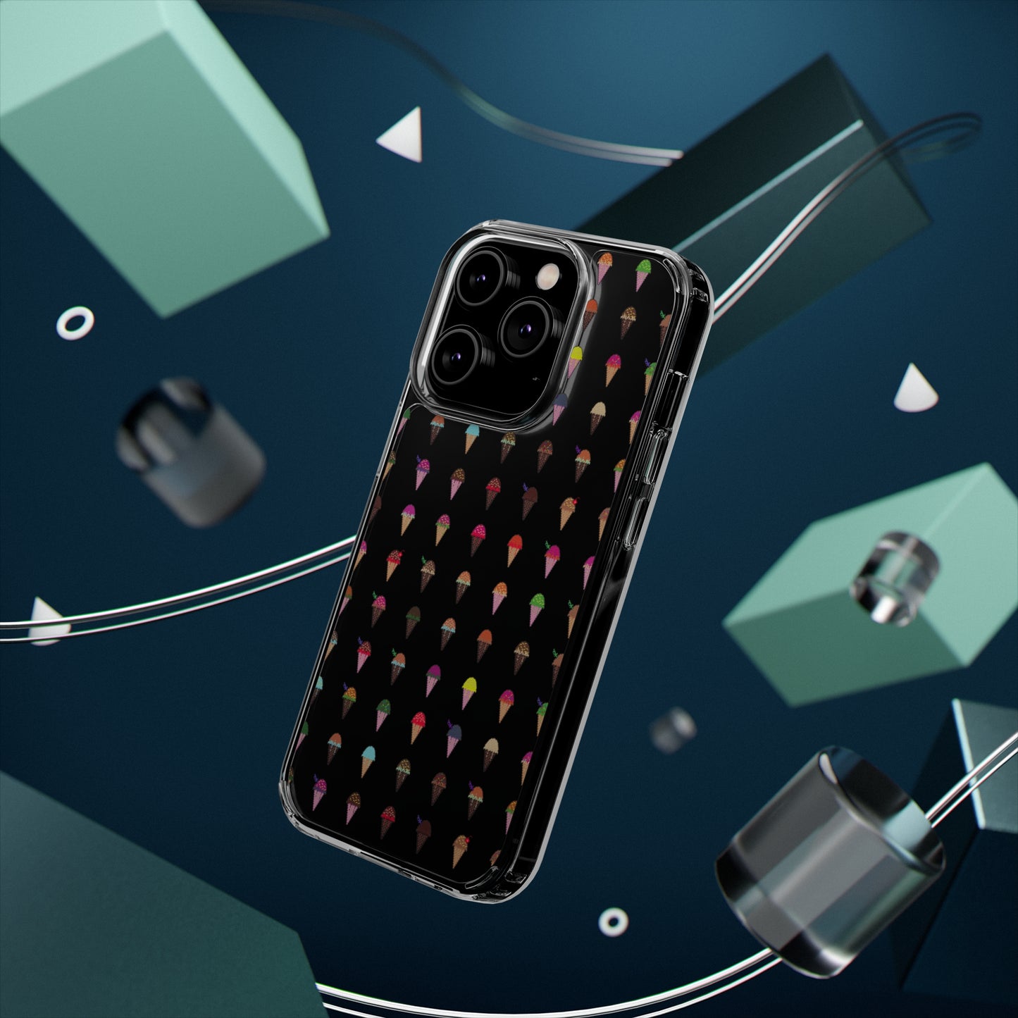 Clear Hard Case for iPhone 1-14 and Samsung S21-S22, Featuring Pixel Cones
