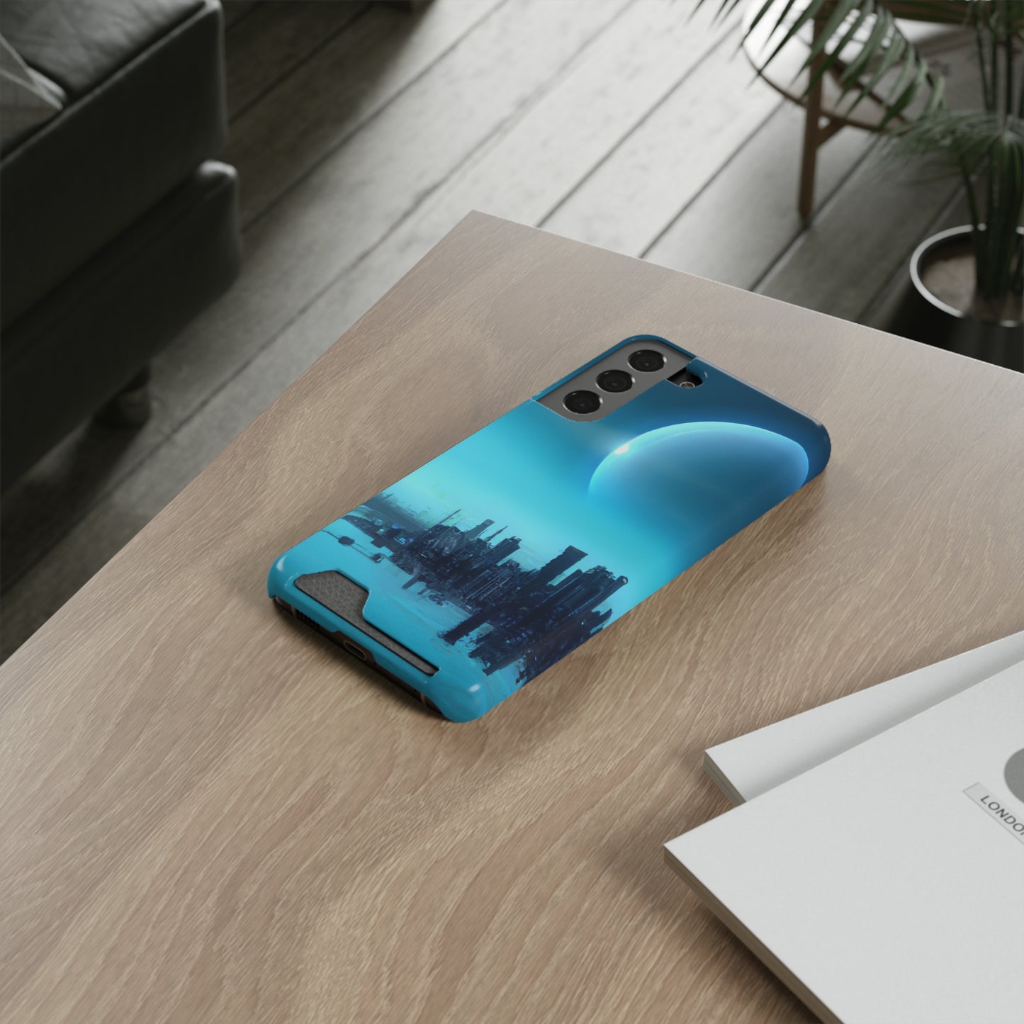 iPhone 13 and Samsung S21, S22 Cases with Card Holder Ft. Alien City