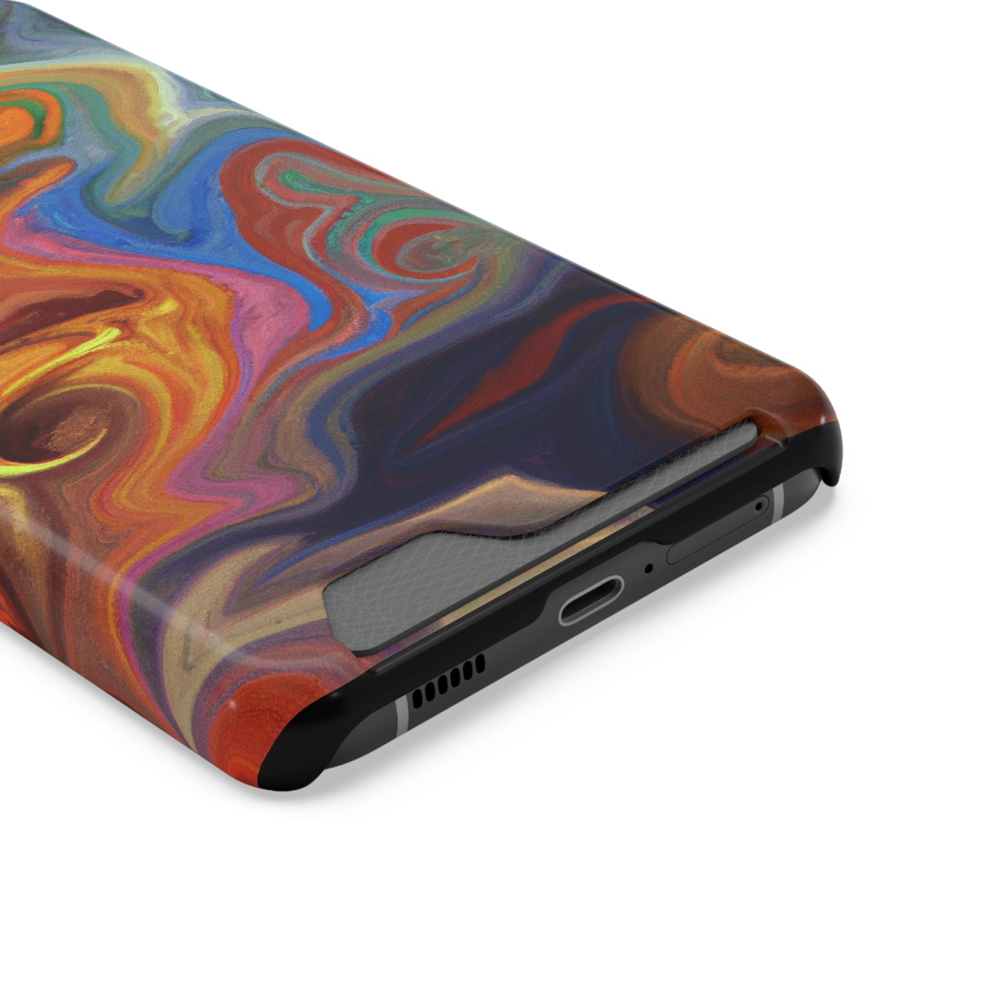 iPhone or Samsung Case with Card Holder Ft. Fractured Waves