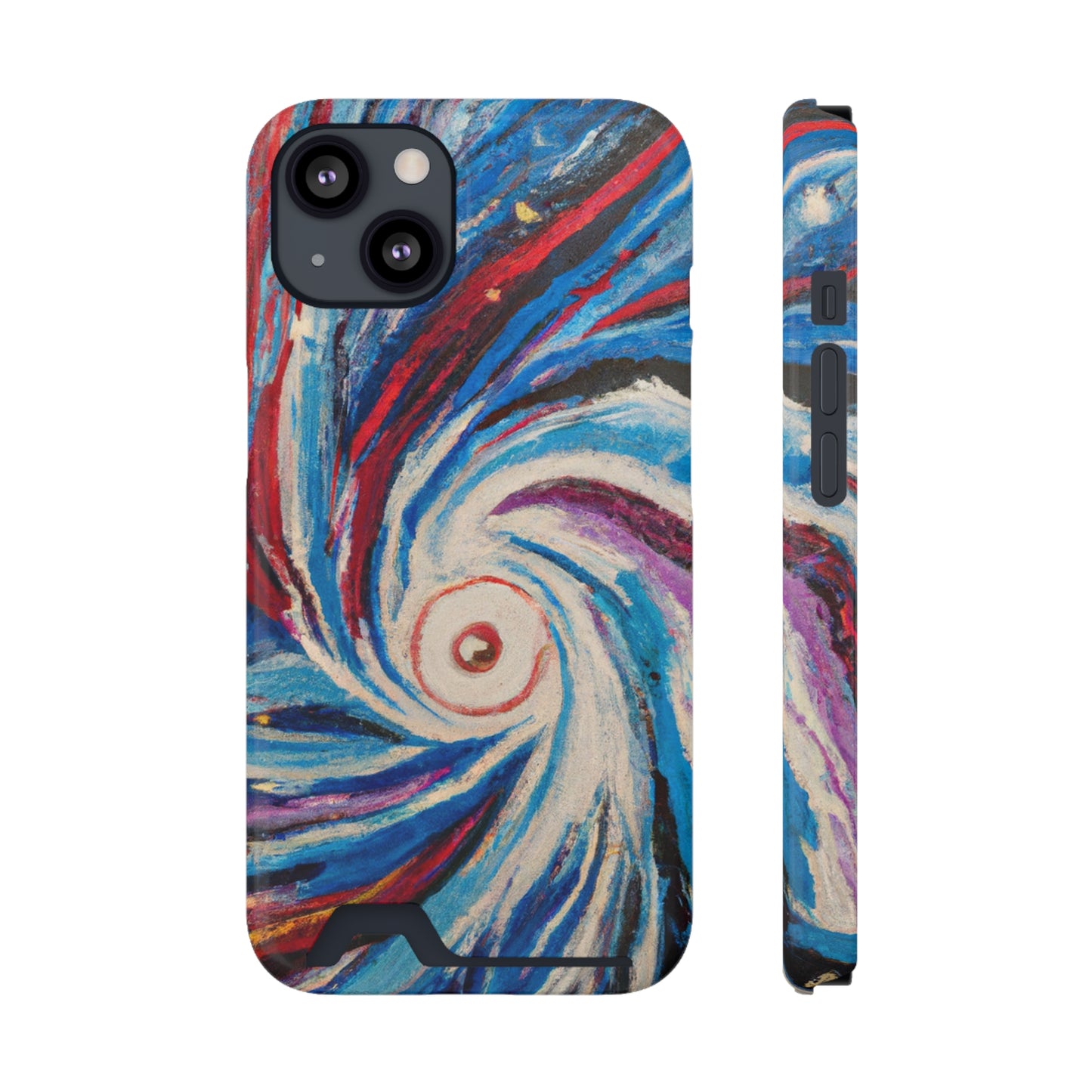 iPhone 13 and Samsung S21, S22 Cases with Card Holder Ft. Abstract Vortex