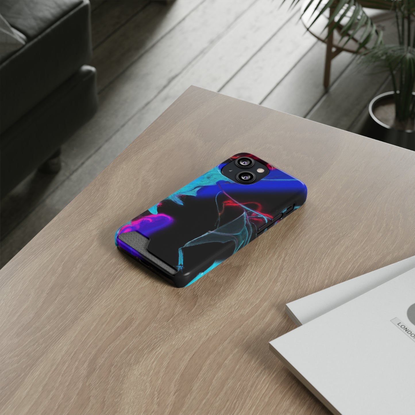 iPhone 13 and Samsung S21, S22 Cases with Card Holder Ft. Abstract Nova