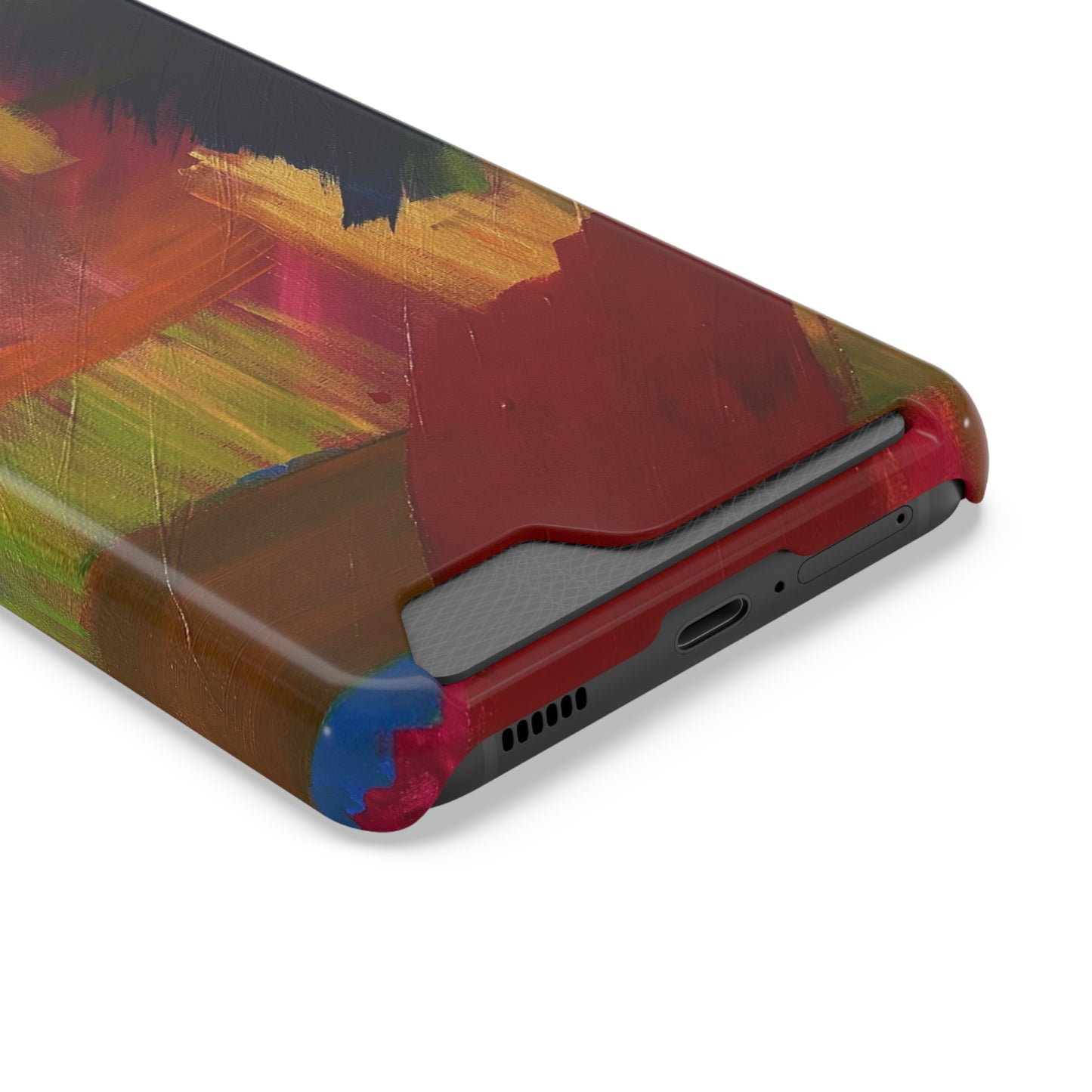 iPhone 13 and Samsung S21, S22 Cases with Card Holder Ft. Abstract Red