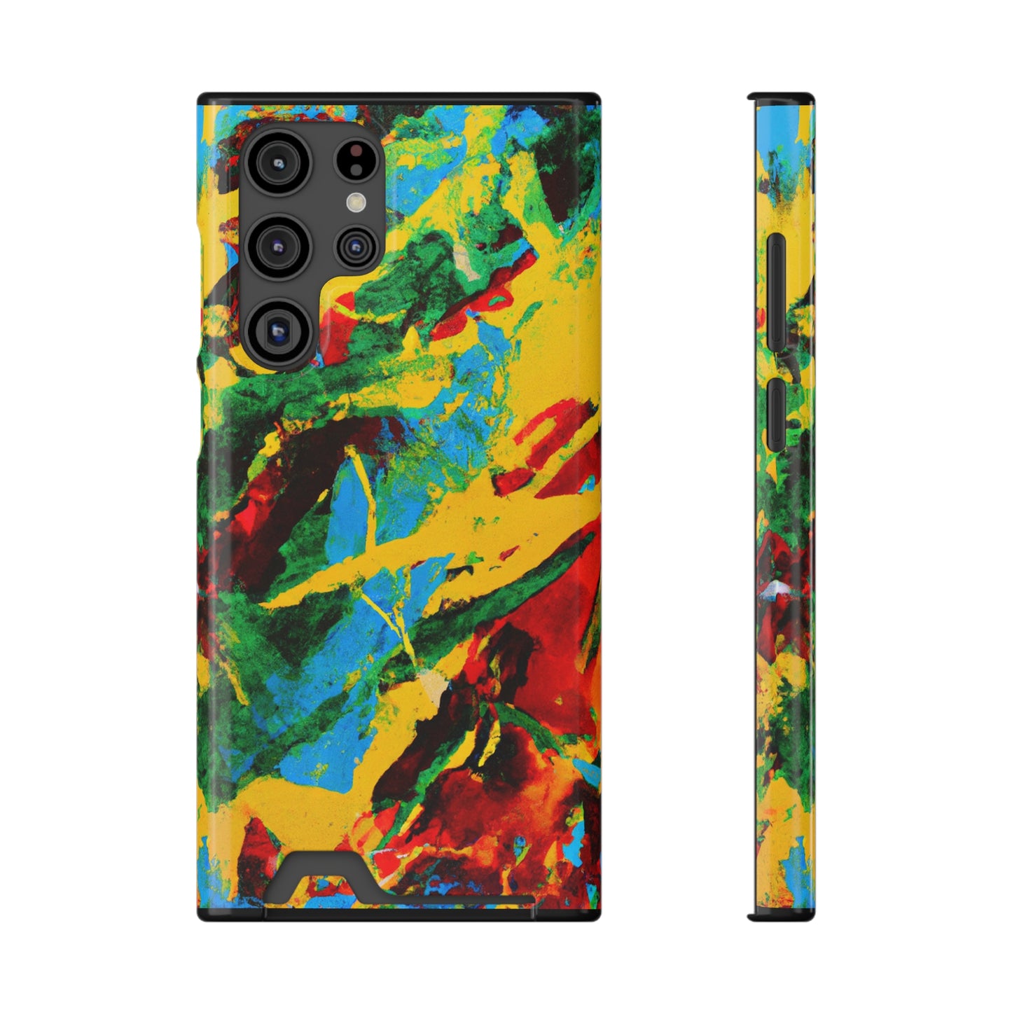 iPhone and Samsung Cases with Card Holder Ft. Abstract Tropical