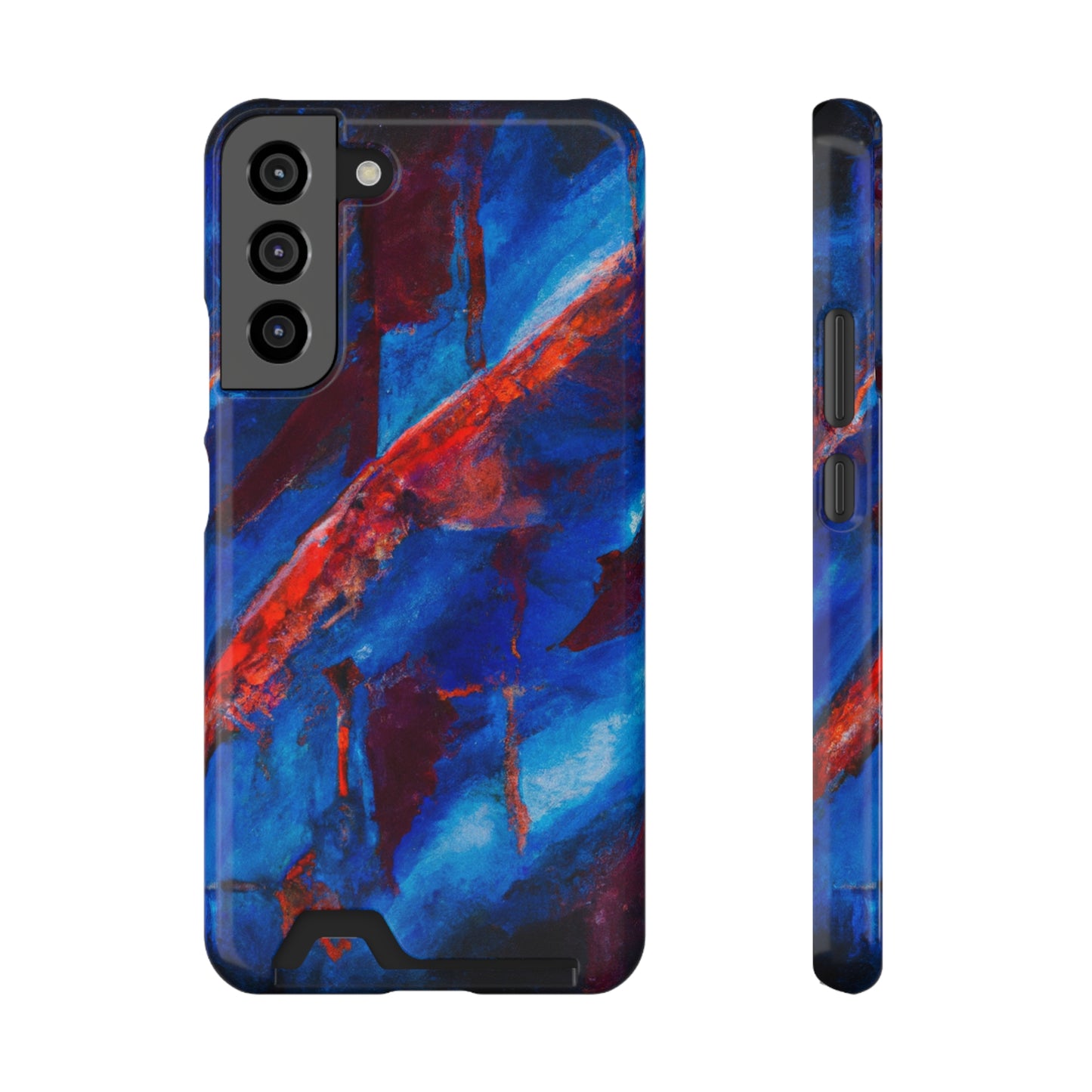 iPhone 13 and Samsung S21, S22 Cases with Card Holder Ft. Red Slash