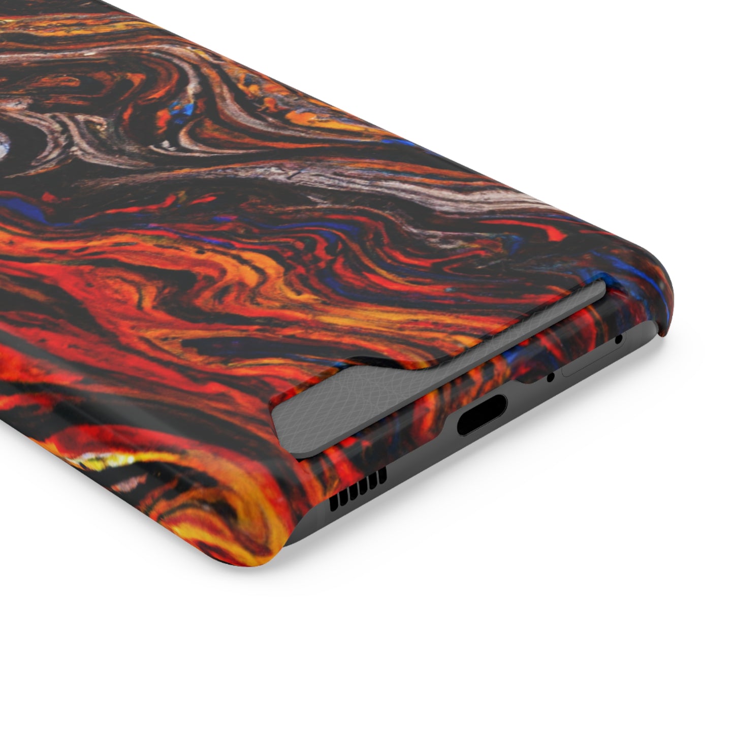 iPhone 13 and Samsung S21, S22 Cases with Card Holder Ft. Abstract Petrified Wood