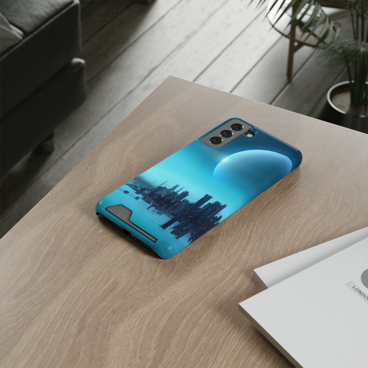 iPhone 13 and Samsung S21, S22 Cases with Card Holder Ft. Alien City