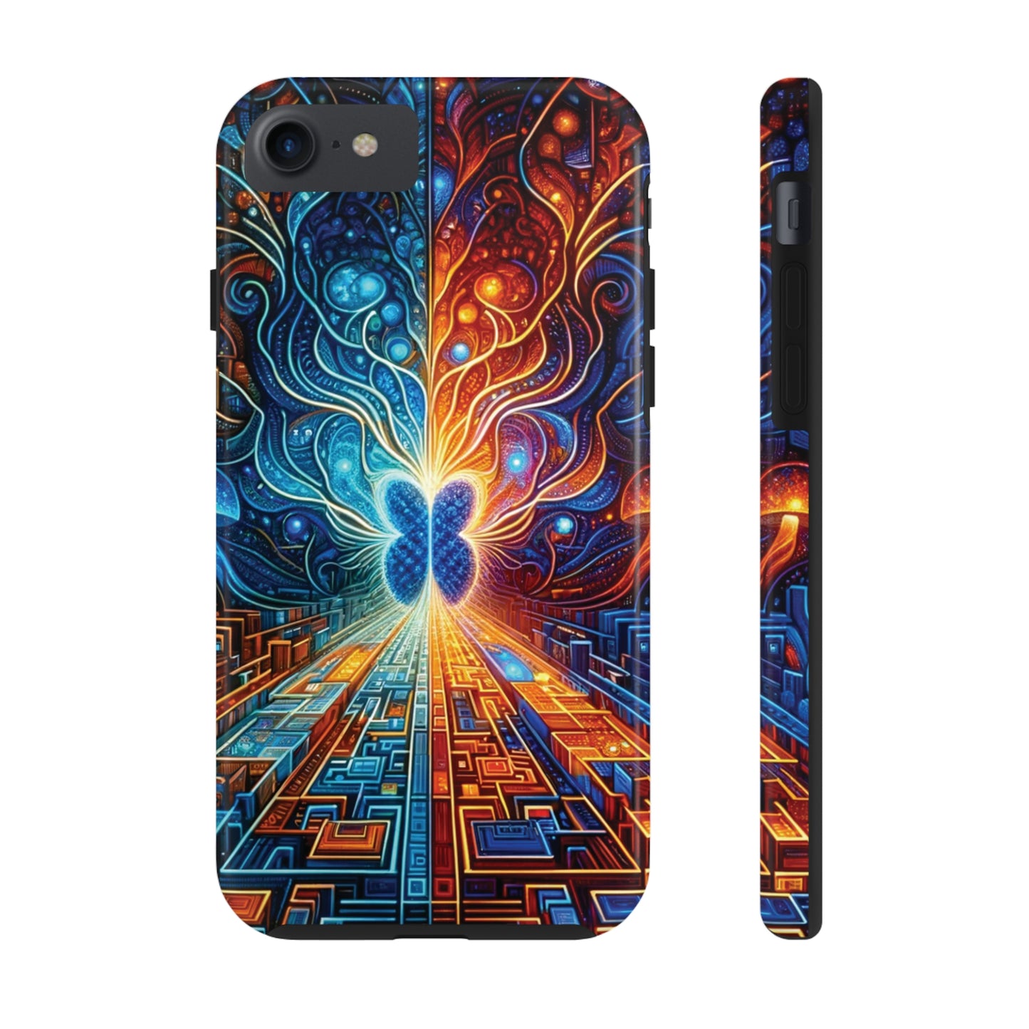 ToughDrop Apple iPhone Case Ft. Cyber Blue Butterfly