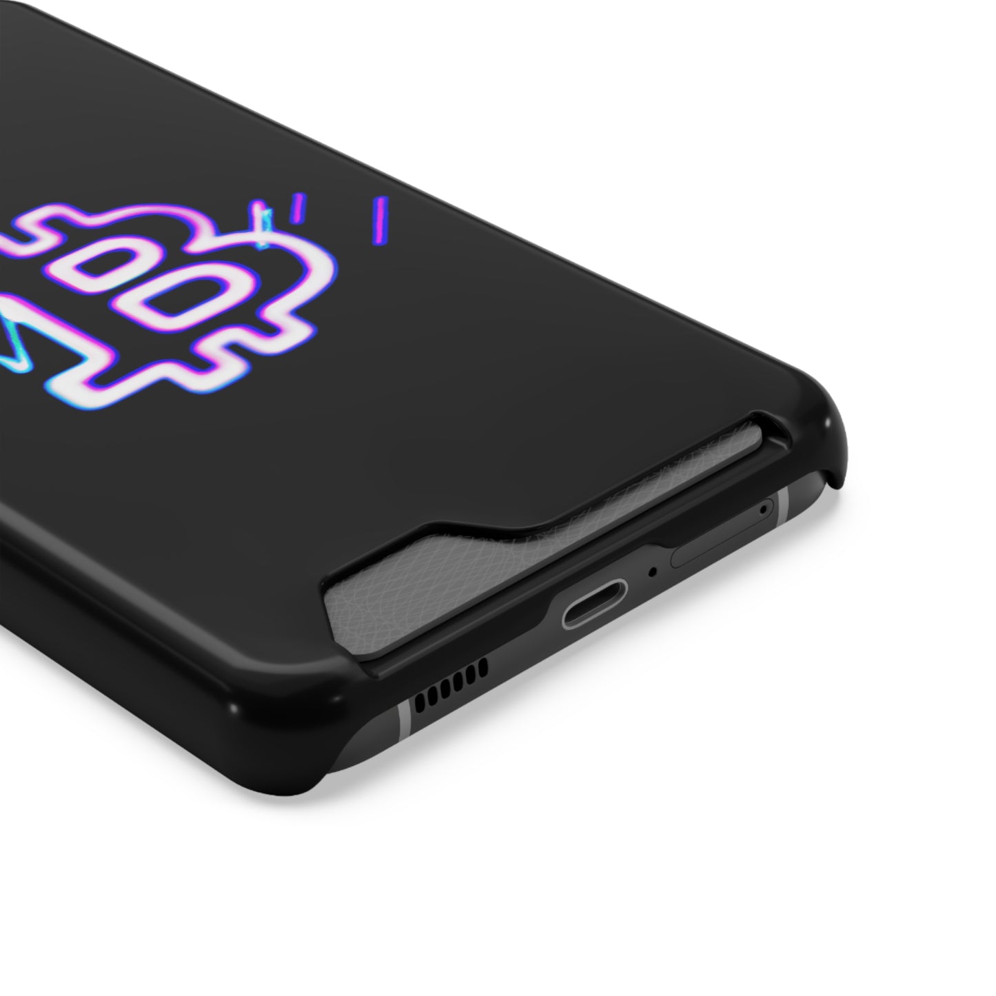 iPhone 13 and Samsung S21, S22 Cases with Card Holder Ft. Synthwave Bitcoin Symbol