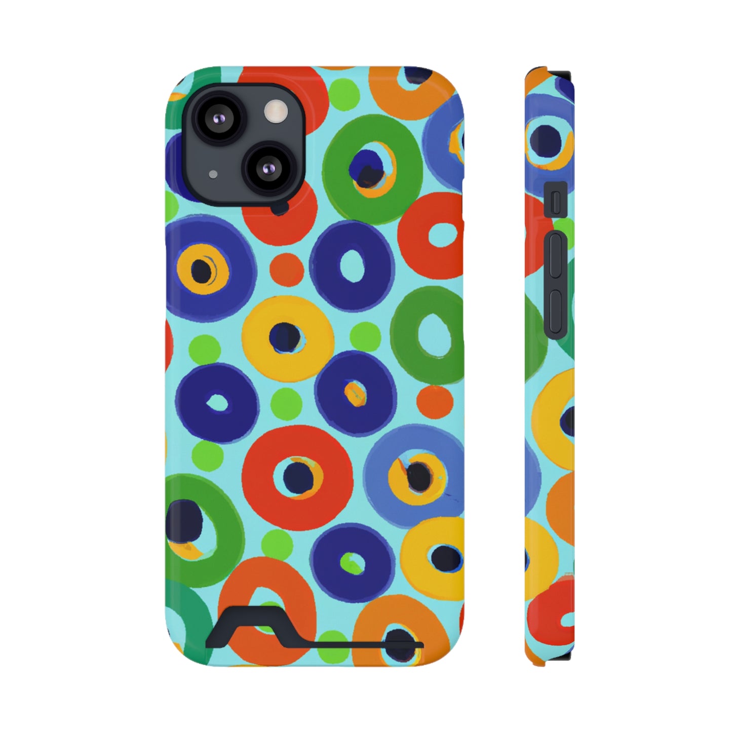 iPhone 13 and Samsung S21, S22 Cases with Card Holder Ft. Vivid Circles
