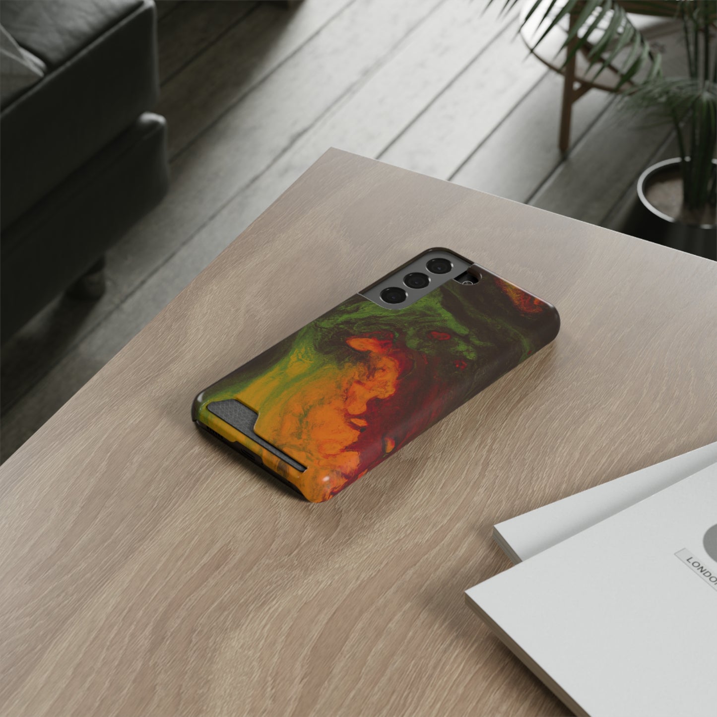 iPhone 13 and Samsung S21, S22 Cases with Card Holder Ft. Abstract Gas Giant