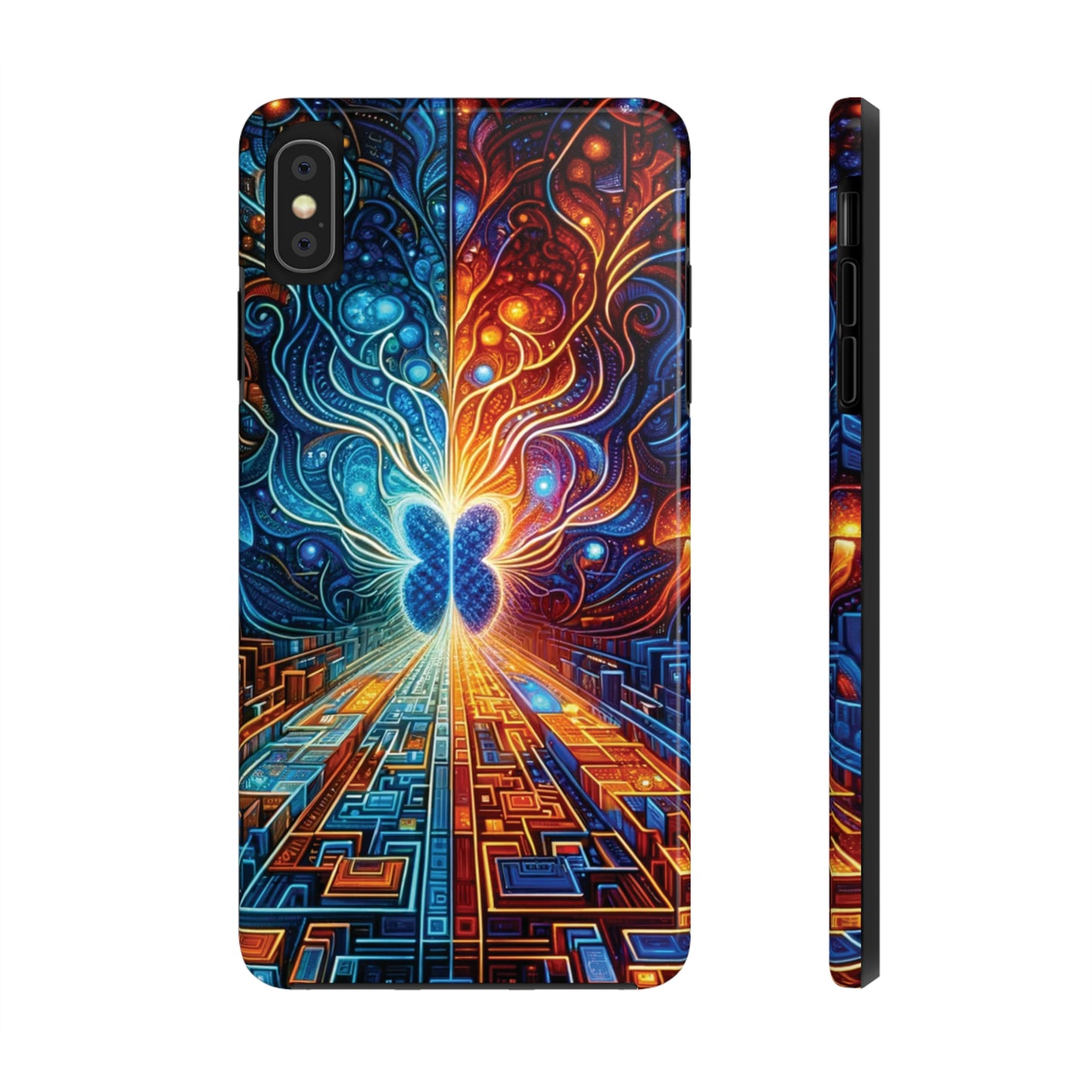 ToughDrop Apple iPhone Case Ft. Cyber Blue Butterfly