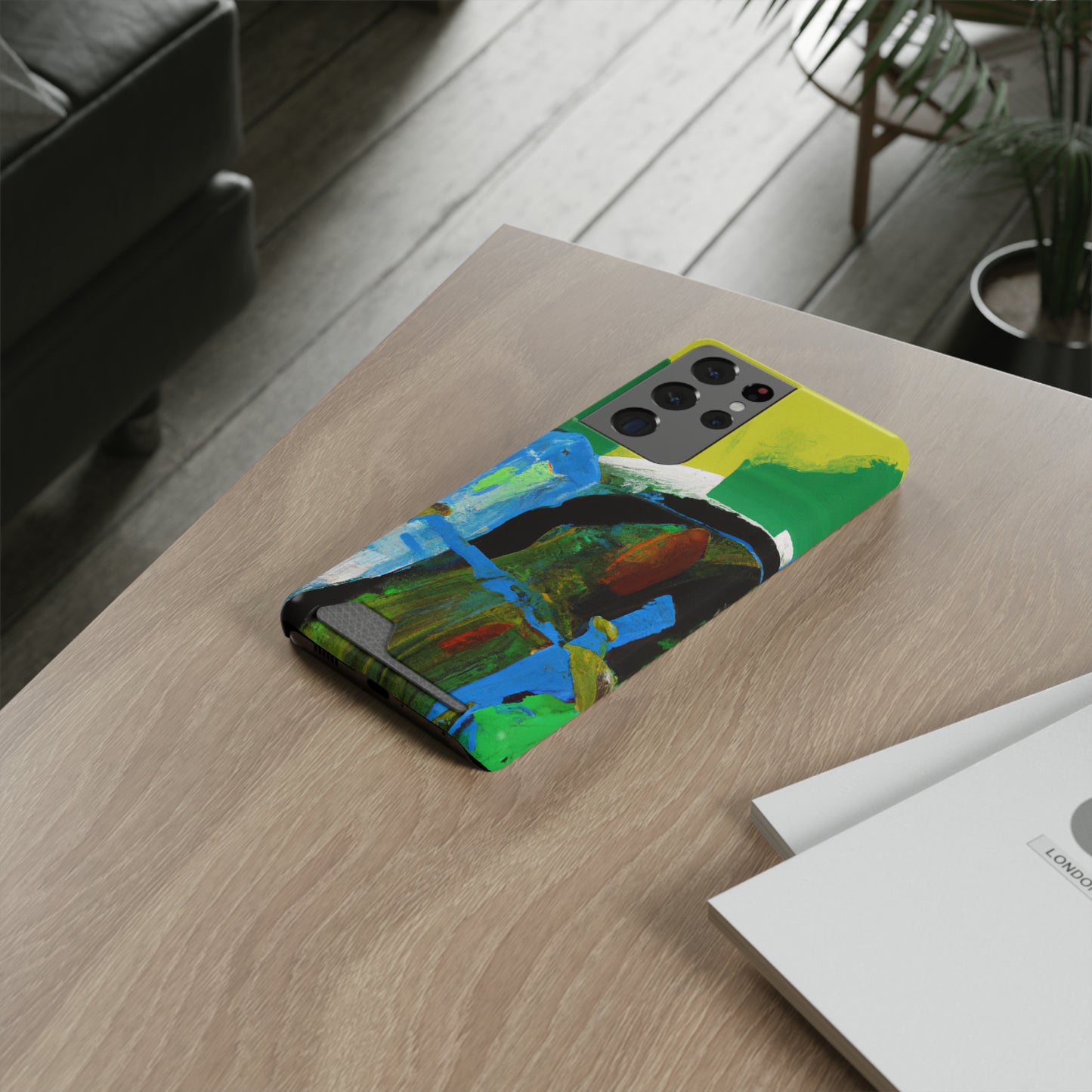 iPhone 13 and Samsung S21, S22 Cases with Card Holder Ft. Abstract River