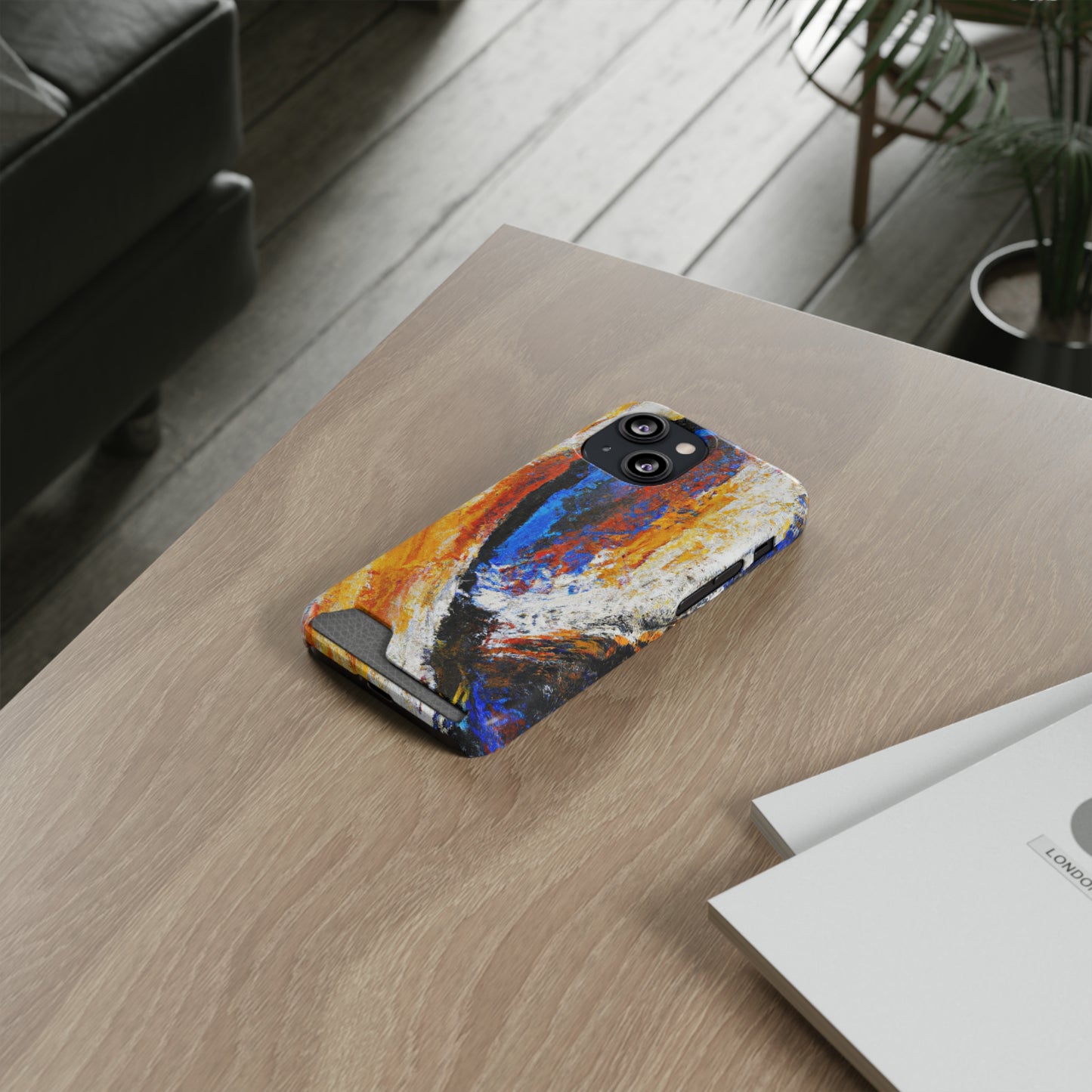 iPhone 13 and Samsung S21, S22 Cases with Card Holder Ft. Abstract Sand Wave