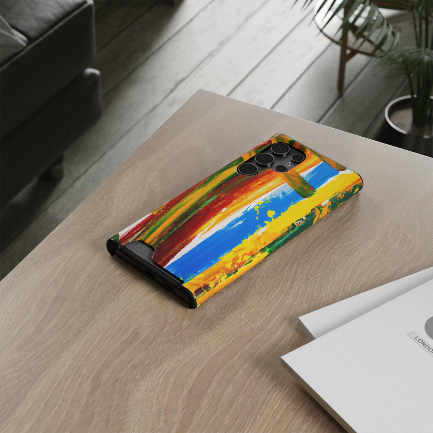 iPhone and Samsung Cases with Card Holder Ft. Abstract Boat