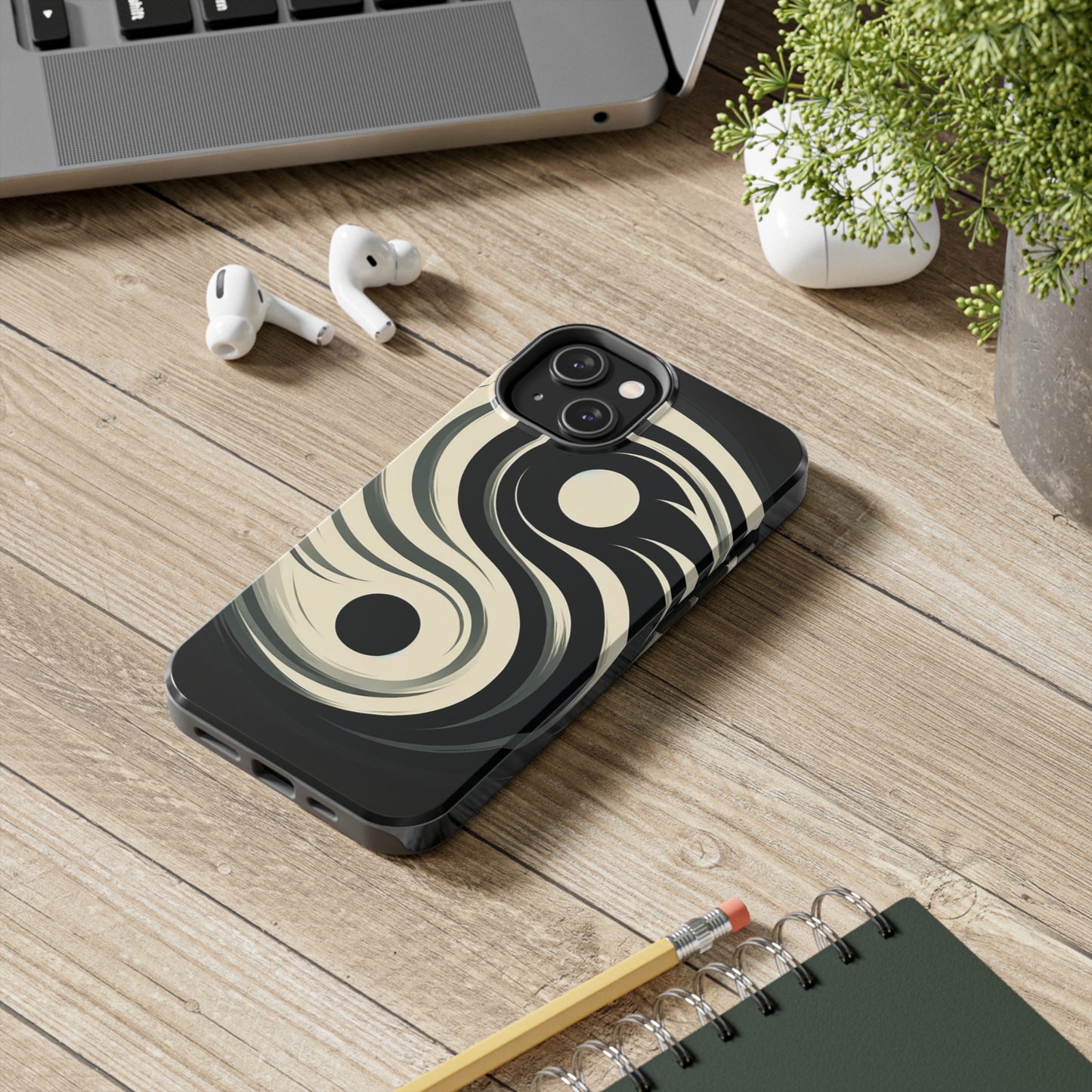 ToughDrop Apple iPhone Case Ft. Monotone Yin Yang