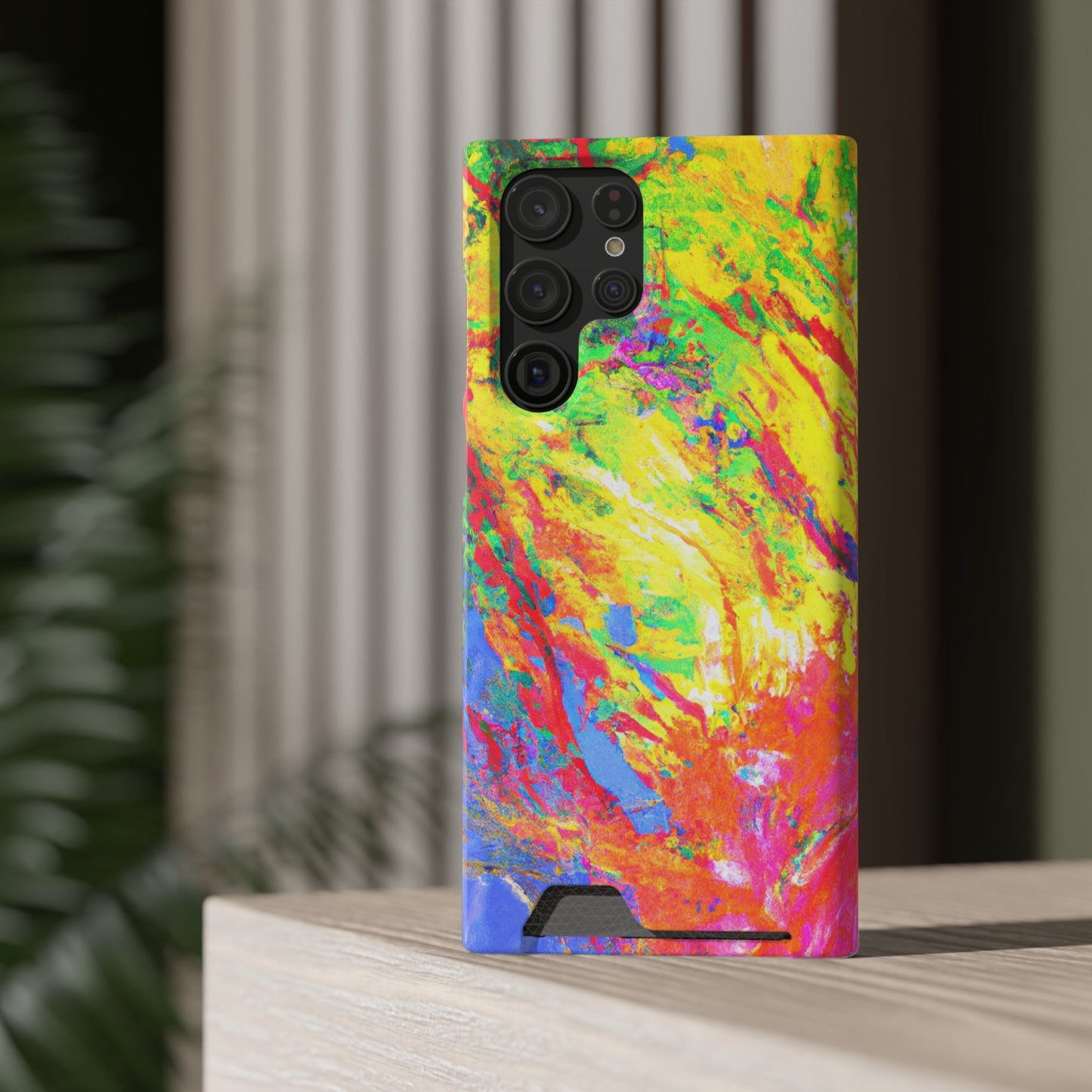 Abstract Sherbet: Phone case with card holder for iPhone 13 models and Samsung S21-S22 models