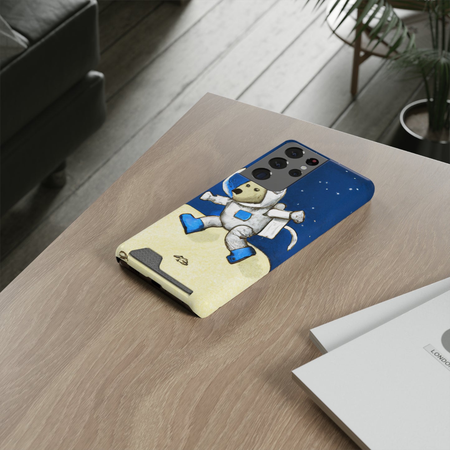 iPhone 13 and Samsung S21, S22 Cases with Card Holder Ft. Moon Doge