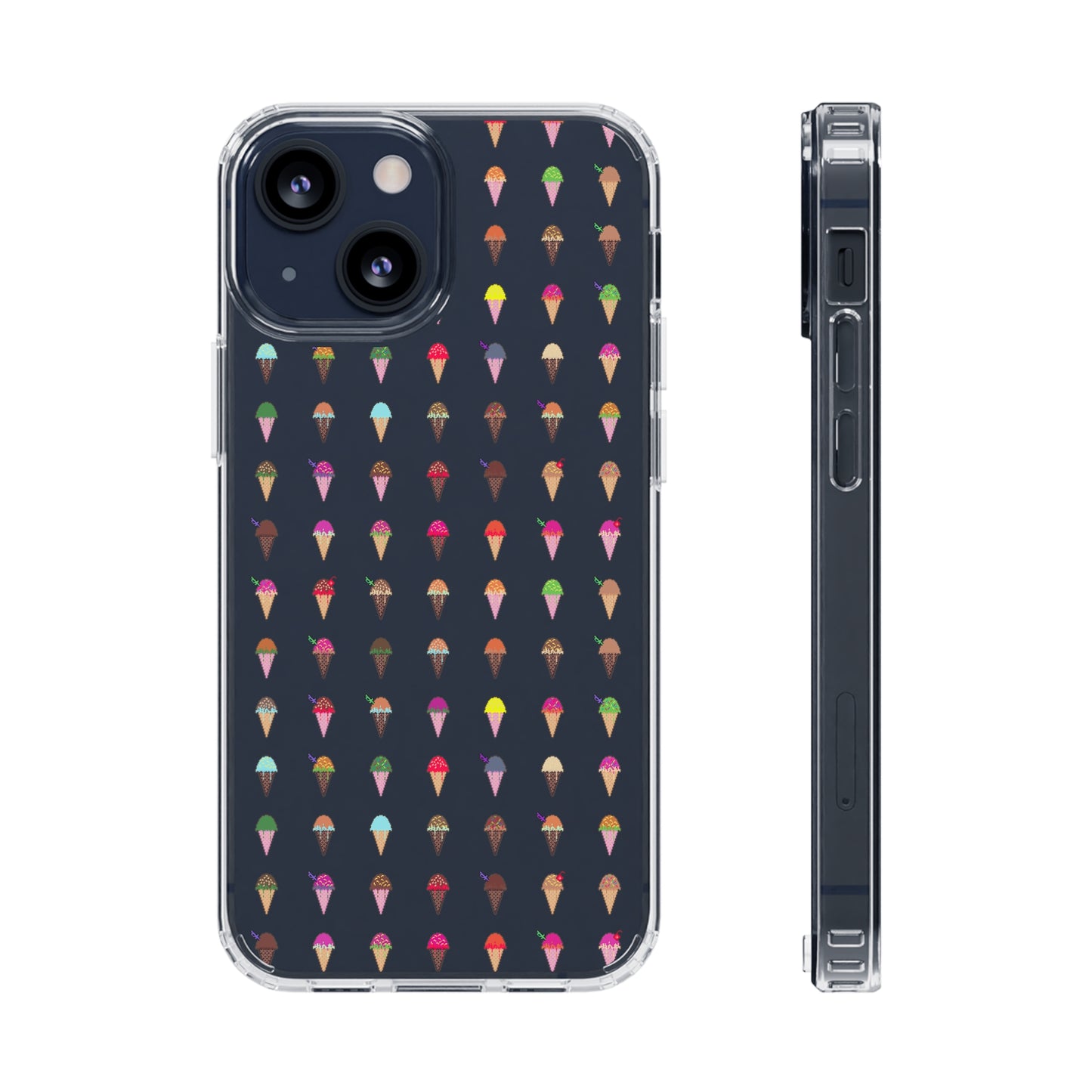 Clear Hard Case for iPhone 1-14 and Samsung S21-S22, Featuring Pixel Cones