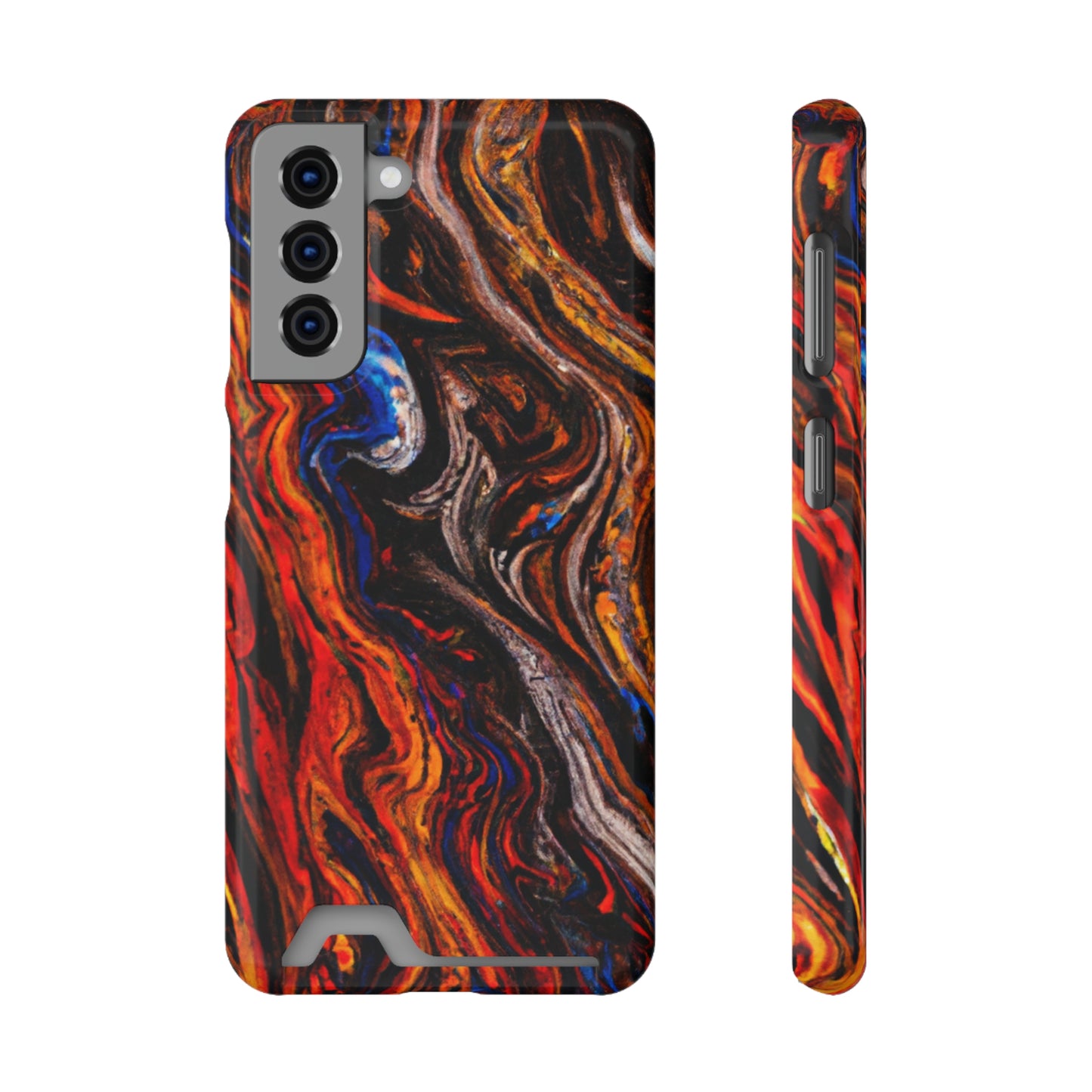 iPhone 13 and Samsung S21, S22 Cases with Card Holder Ft. Abstract Petrified Wood