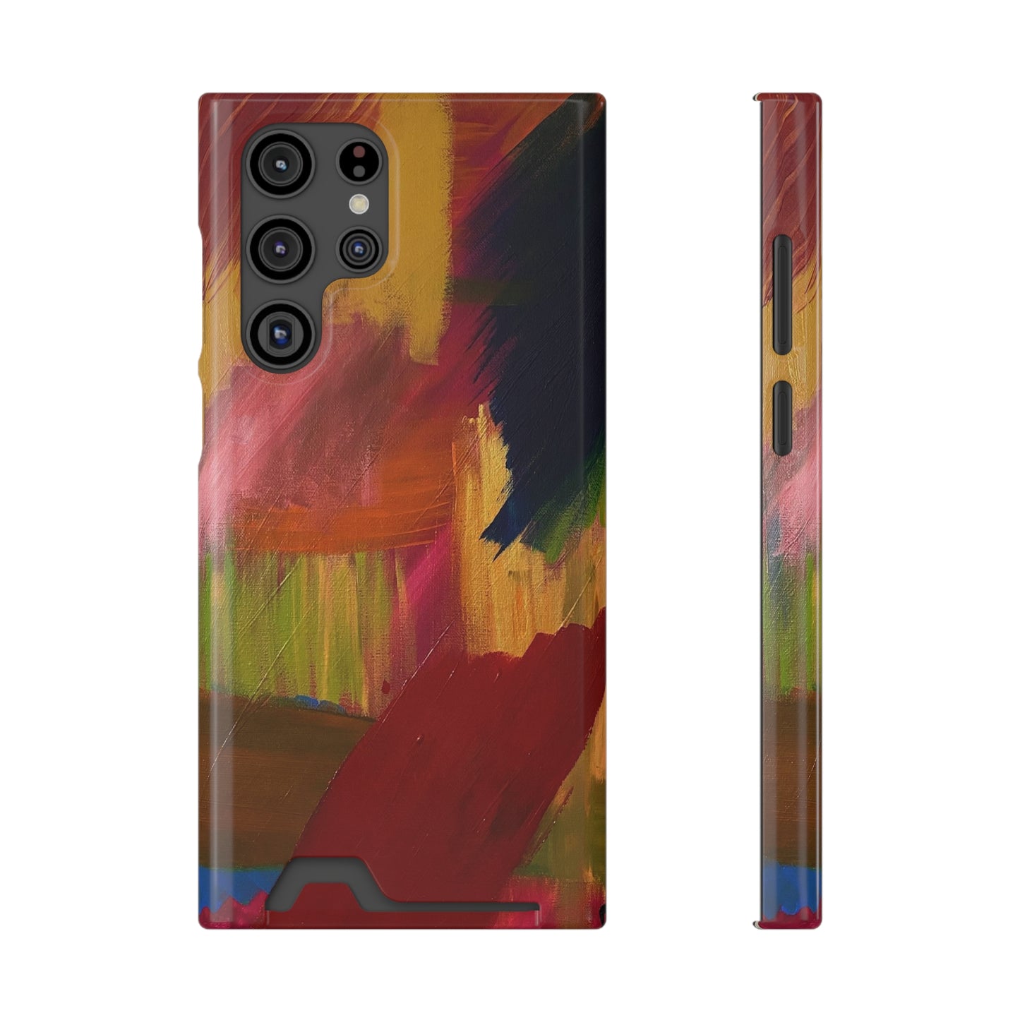 iPhone 13 and Samsung S21, S22 Cases with Card Holder Ft. Abstract Red