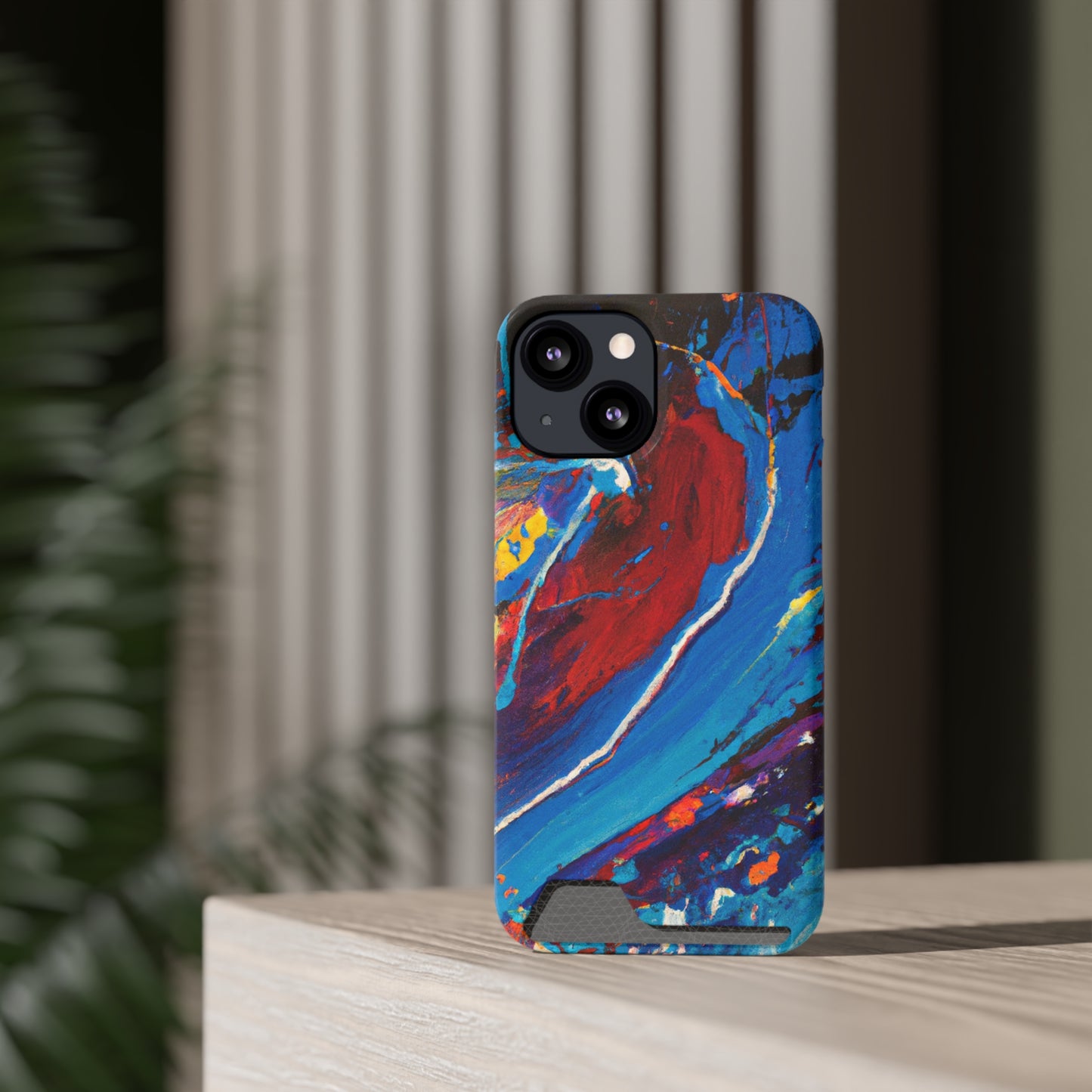 iPhone 13 and Samsung S21, S22 Cases with Card Holder Ft. Abstract Wave