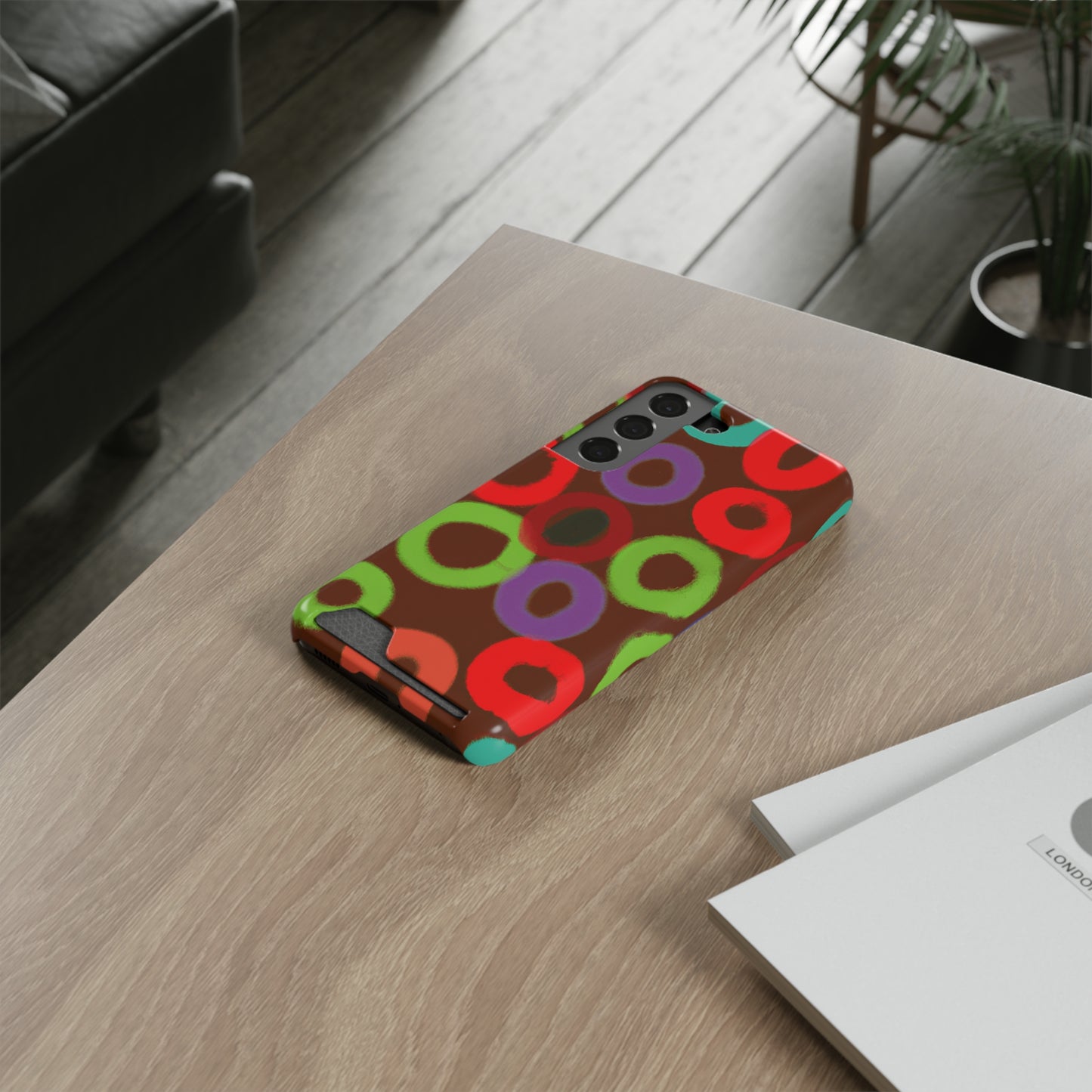 iPhone 13 and Samsung S21, S22 Cases with Card Holder Ft. Fruity Circles