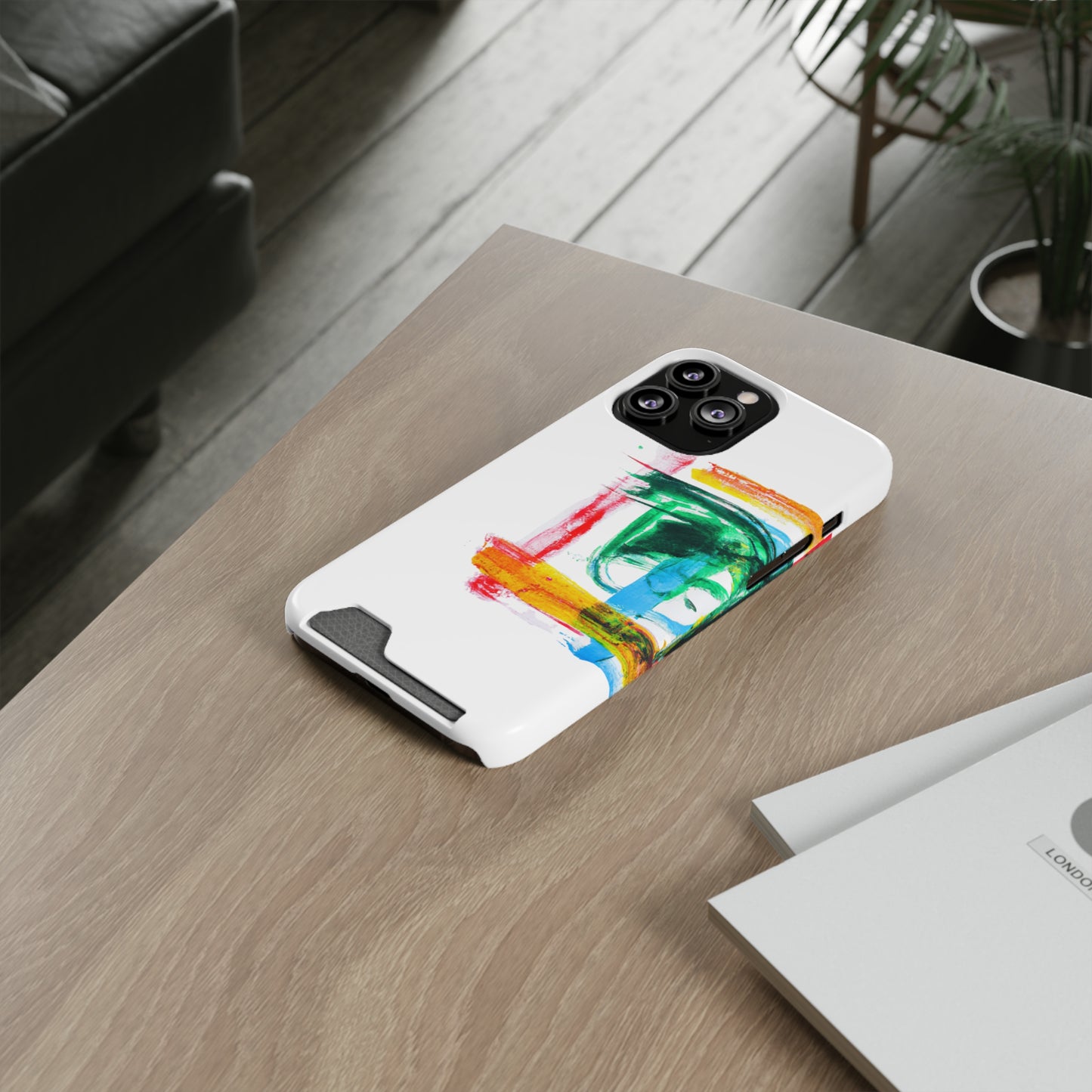 iPhone 13 and Samsung S21, S22 Cases with Card Holder Ft. Abstract Frame