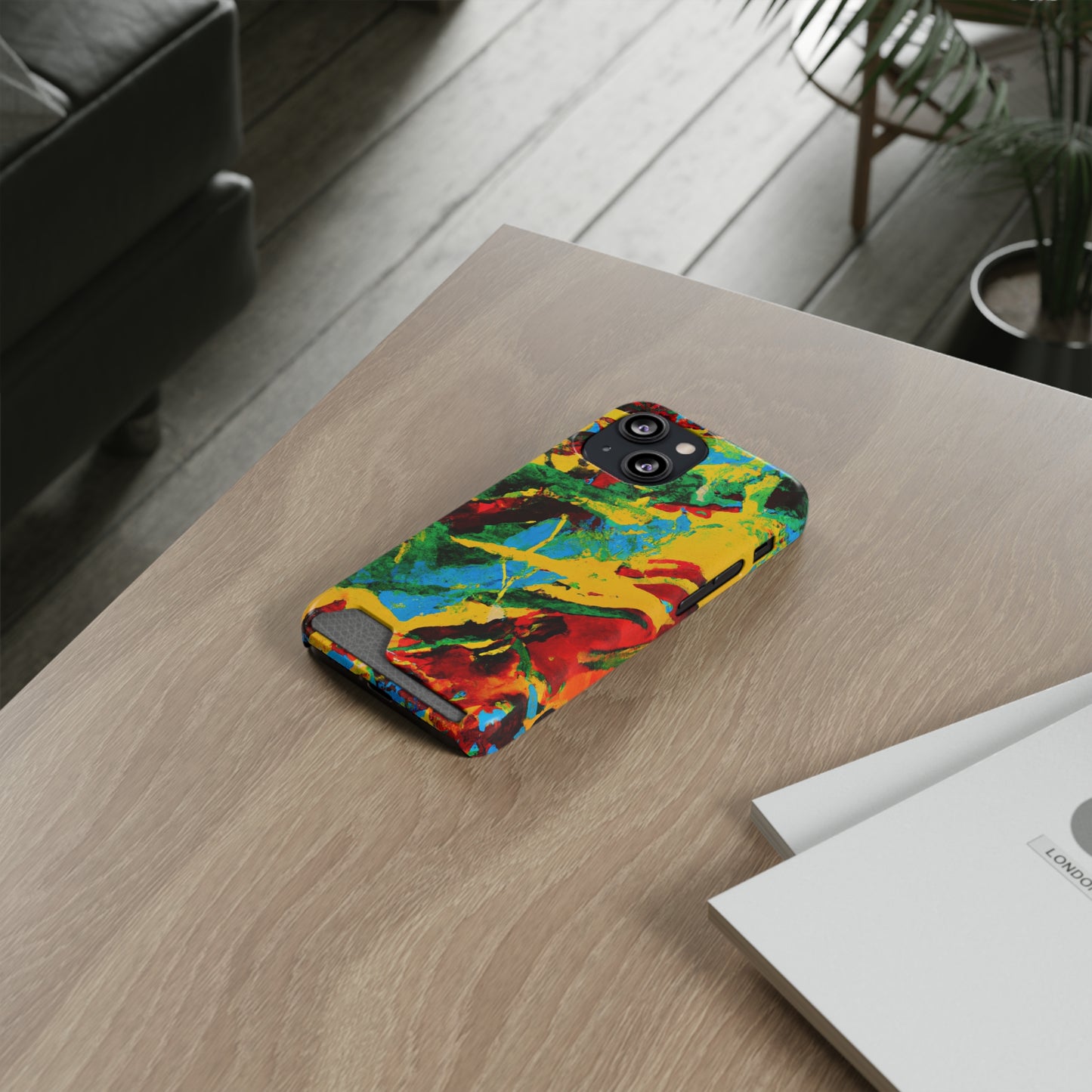 iPhone and Samsung Cases with Card Holder Ft. Abstract Tropical