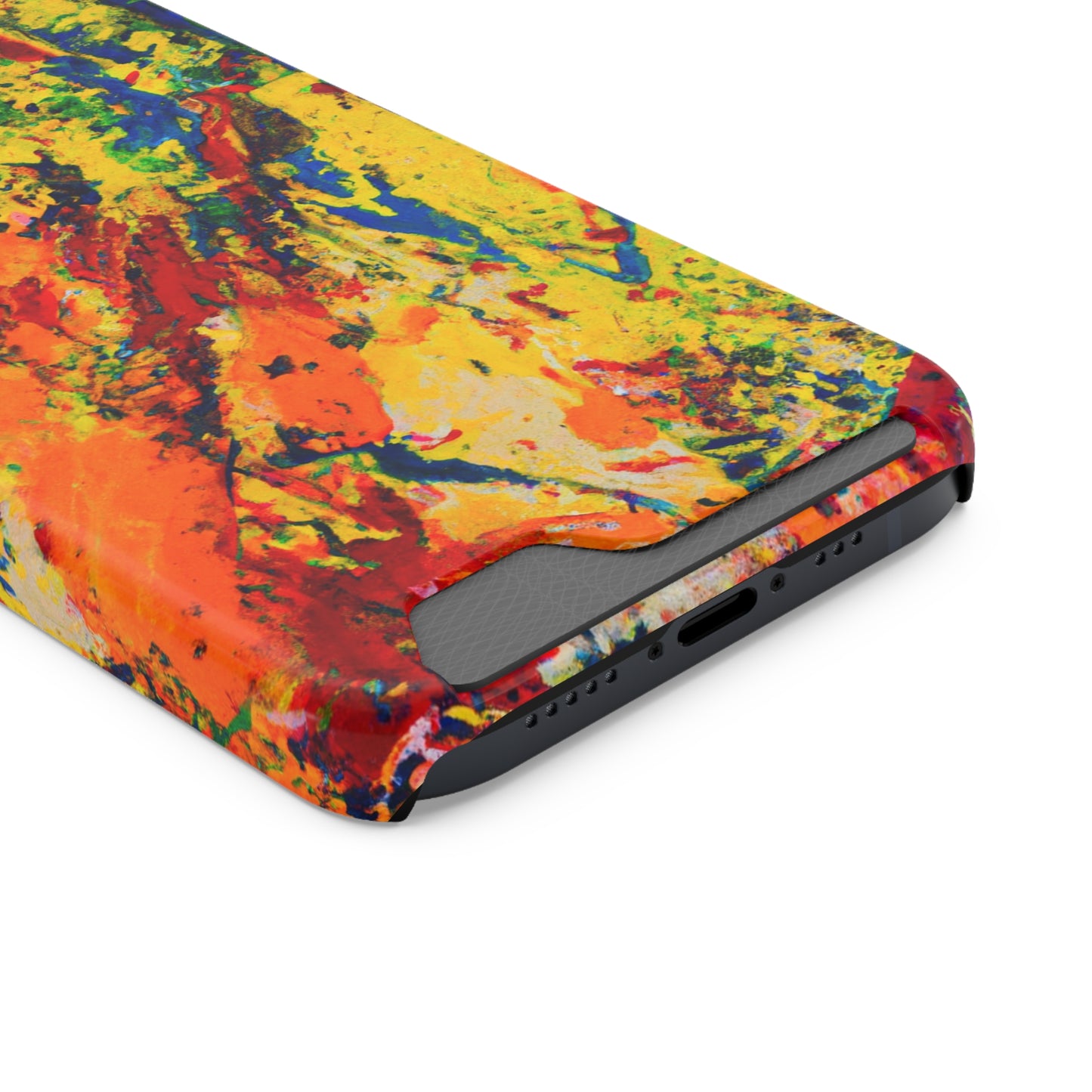 iPhone or Samsung Case with Card Holder Ft. Abstract Yellow Orange