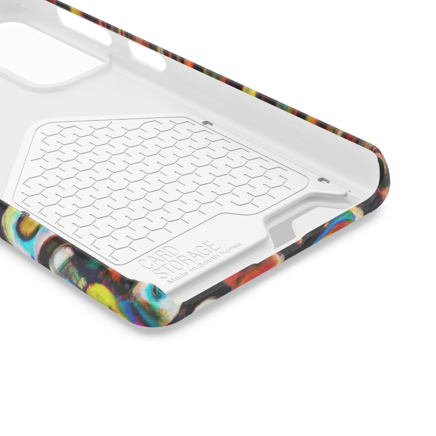 iPhone 13 and Samsung S21, S22 Cases with Card Holder Ft. Abstract Molecule