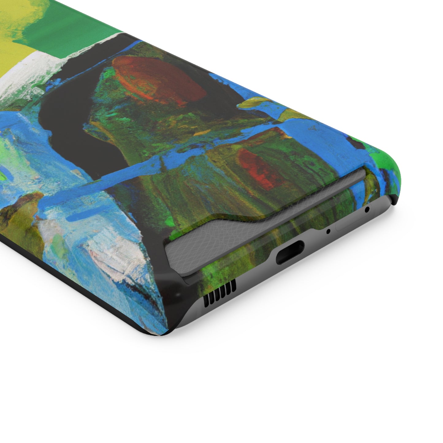 iPhone 13 and Samsung S21, S22 Cases with Card Holder Ft. Abstract River