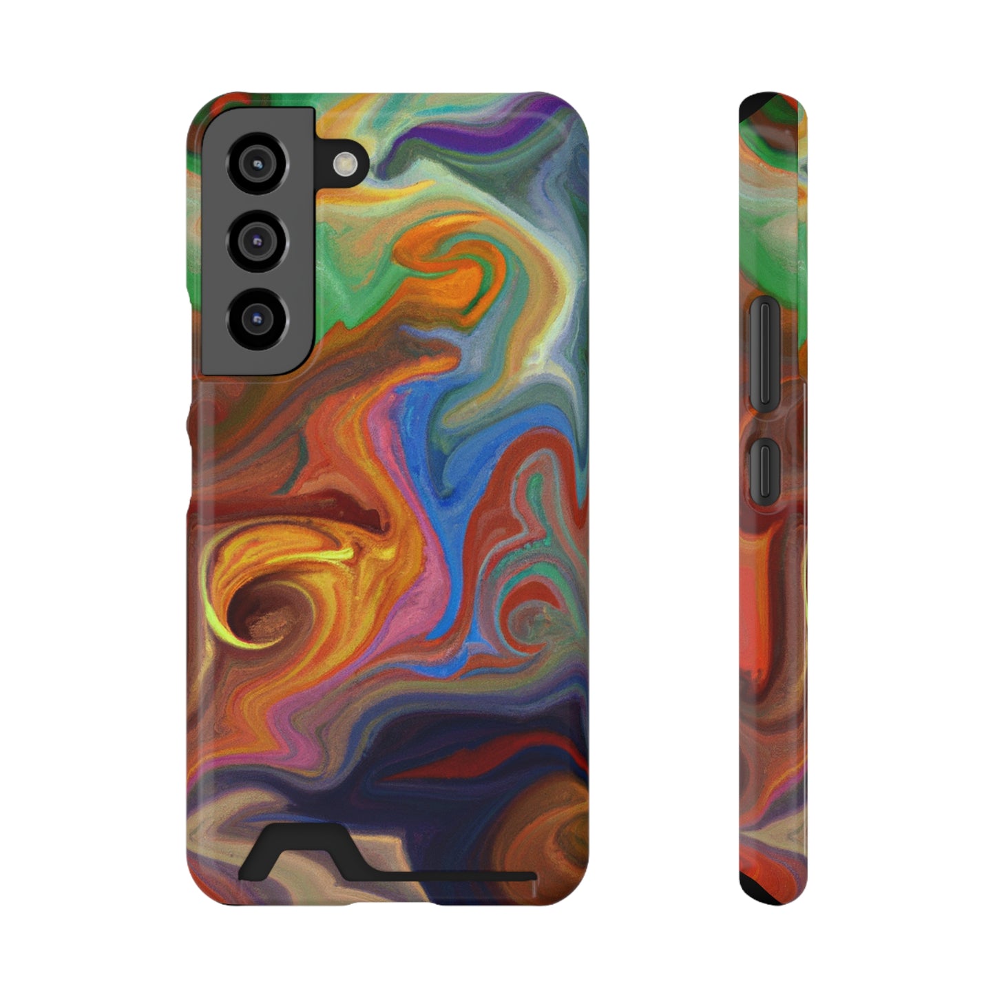 iPhone or Samsung Case with Card Holder Ft. Fractured Waves