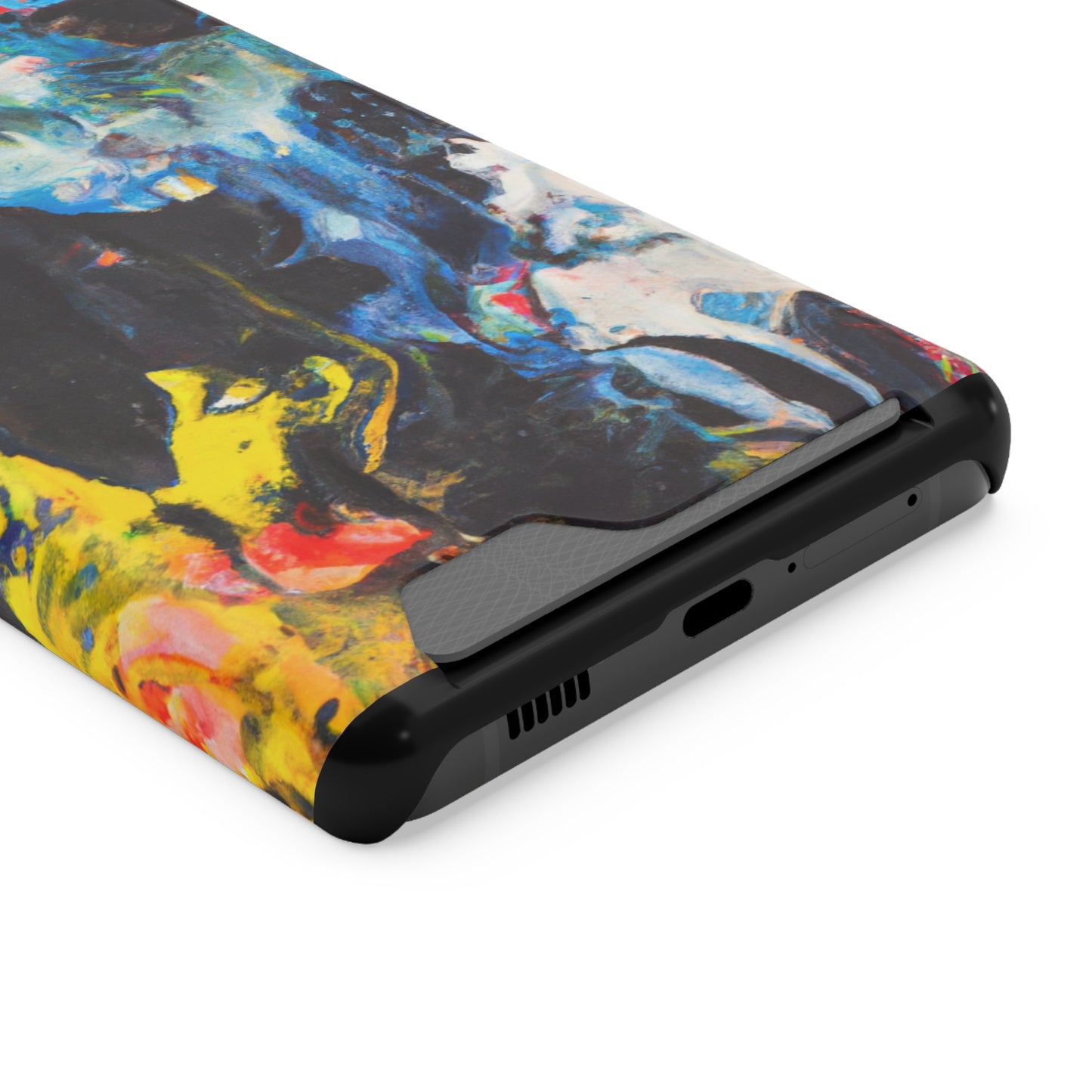 iPhone 13 or Samsung S21, S22 Case with Card Holder Ft. Blue Splat