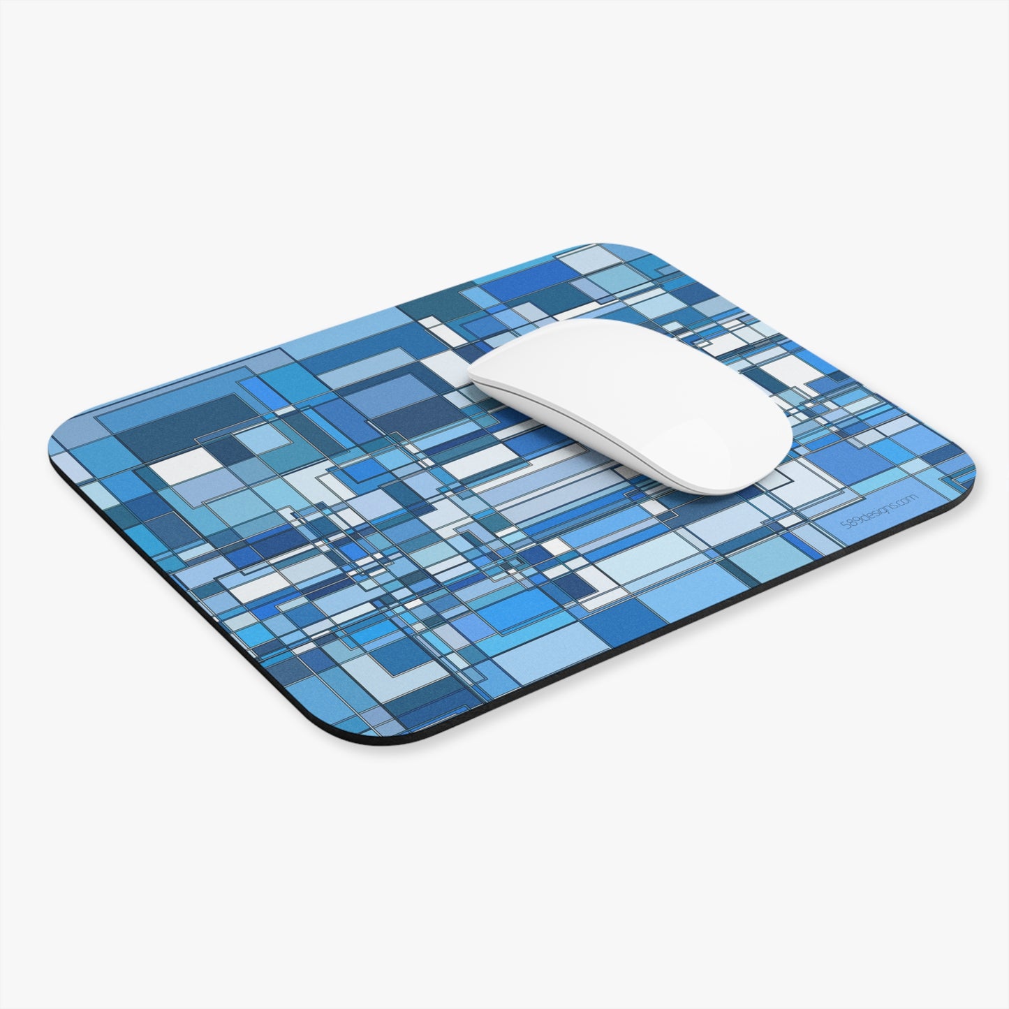 Geometric Blue Mouse Pad – Stylish Office Decor for Home and Work