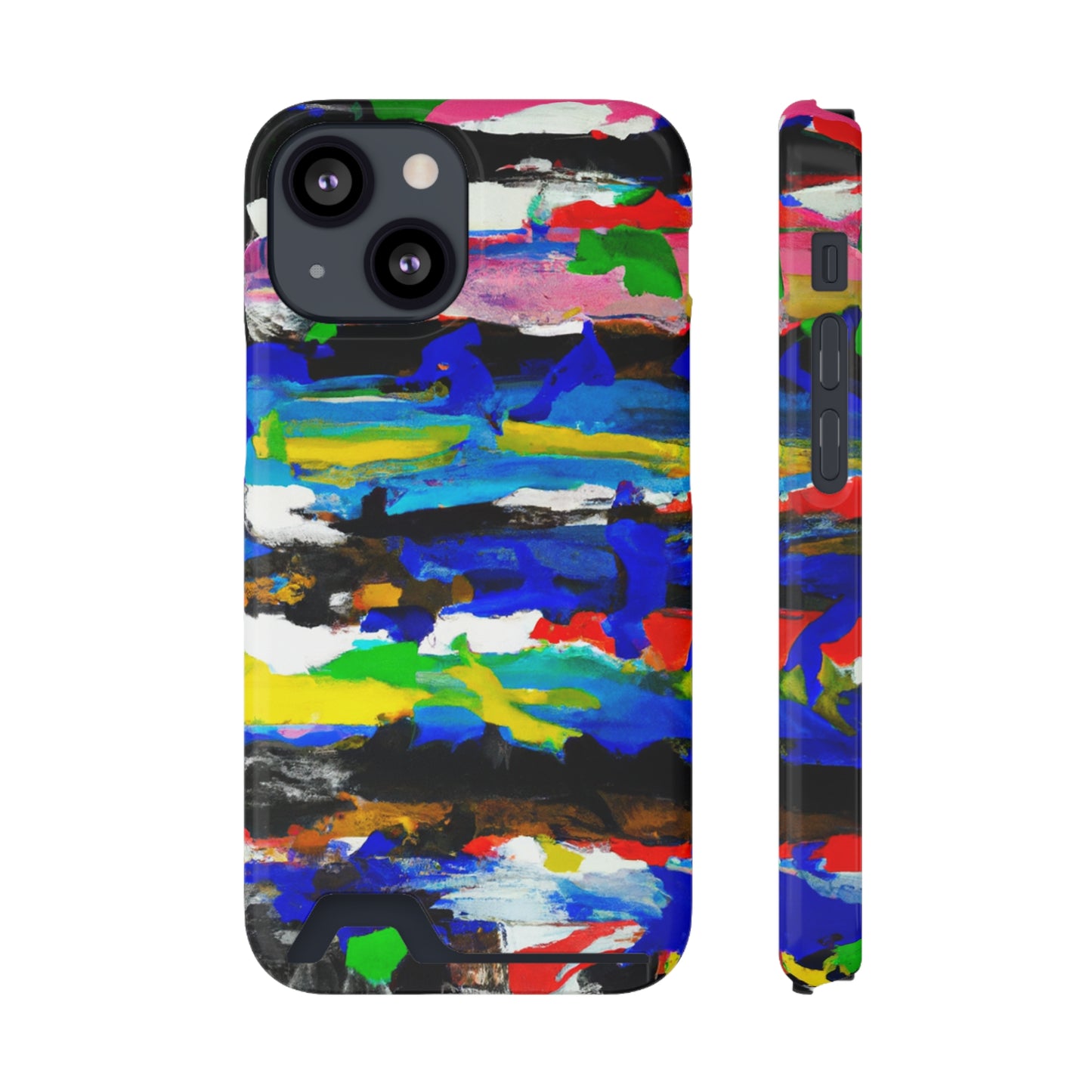 iPhone 13 and Samsung S21, S22 Cases with Card Holder Ft. Abstract Stripes