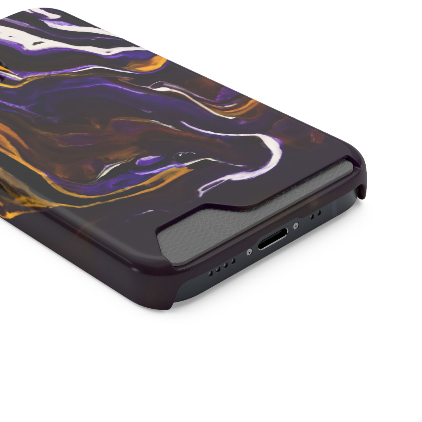 iPhone 13 and Samsung S21, S22 Cases with Card Holder Ft. Purple Tiger Stripes