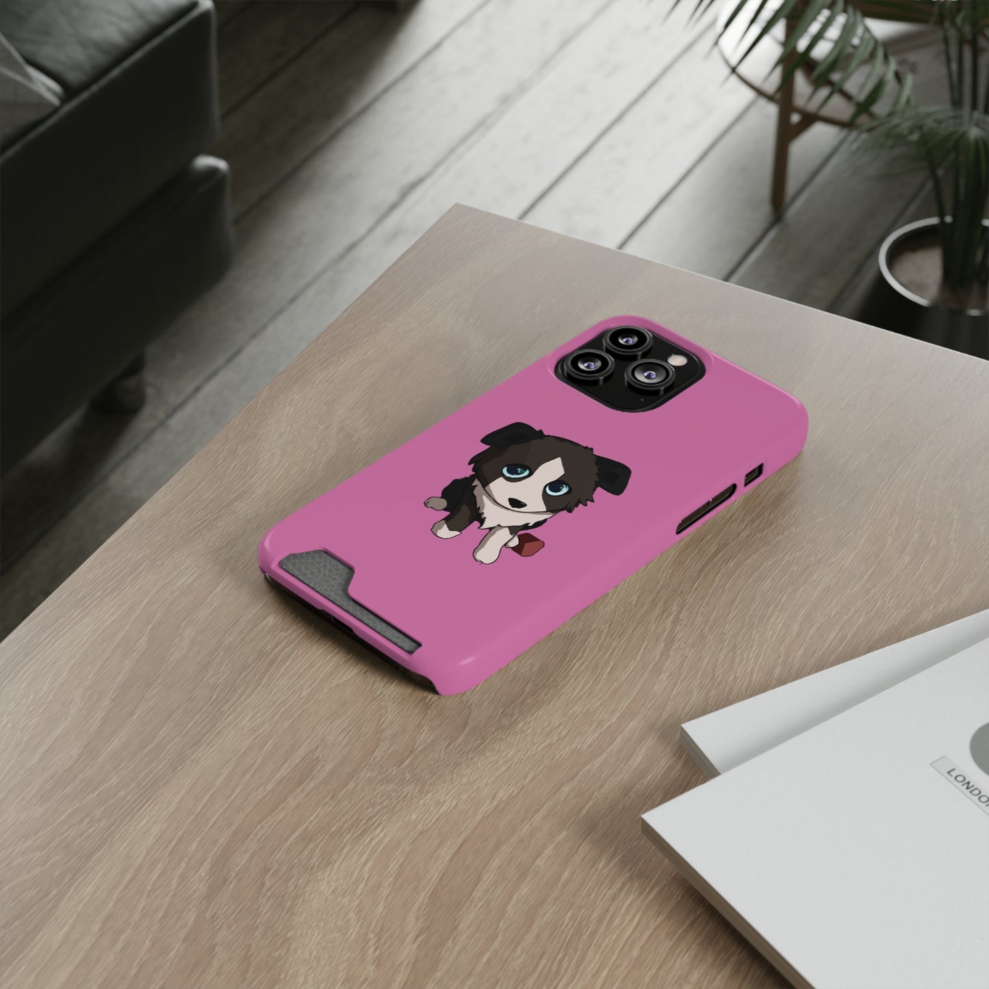 iPhone 13 and Samsung S21, S22 Cases with Card Holder Ft. Cute Pup