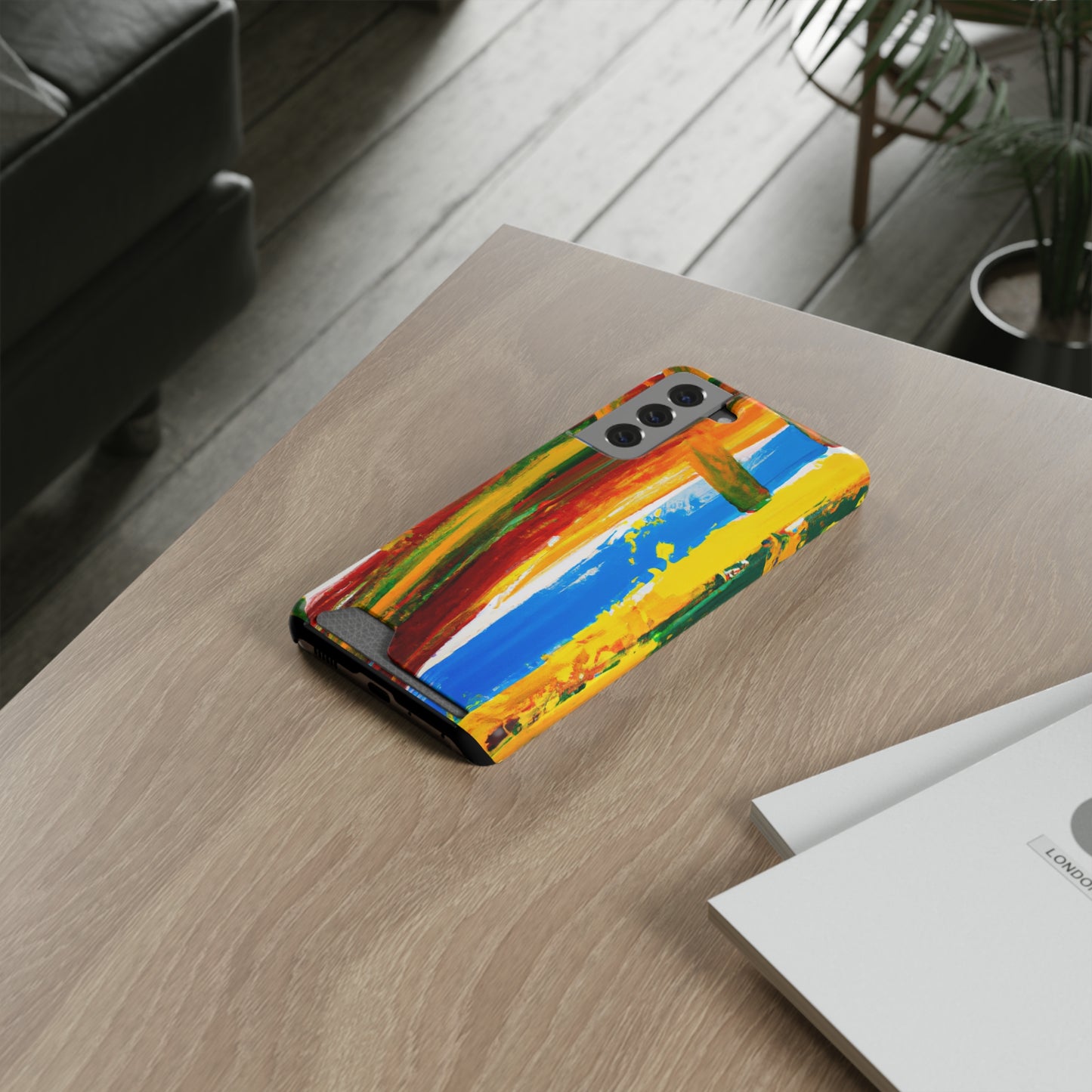 iPhone and Samsung Cases with Card Holder Ft. Abstract Boat