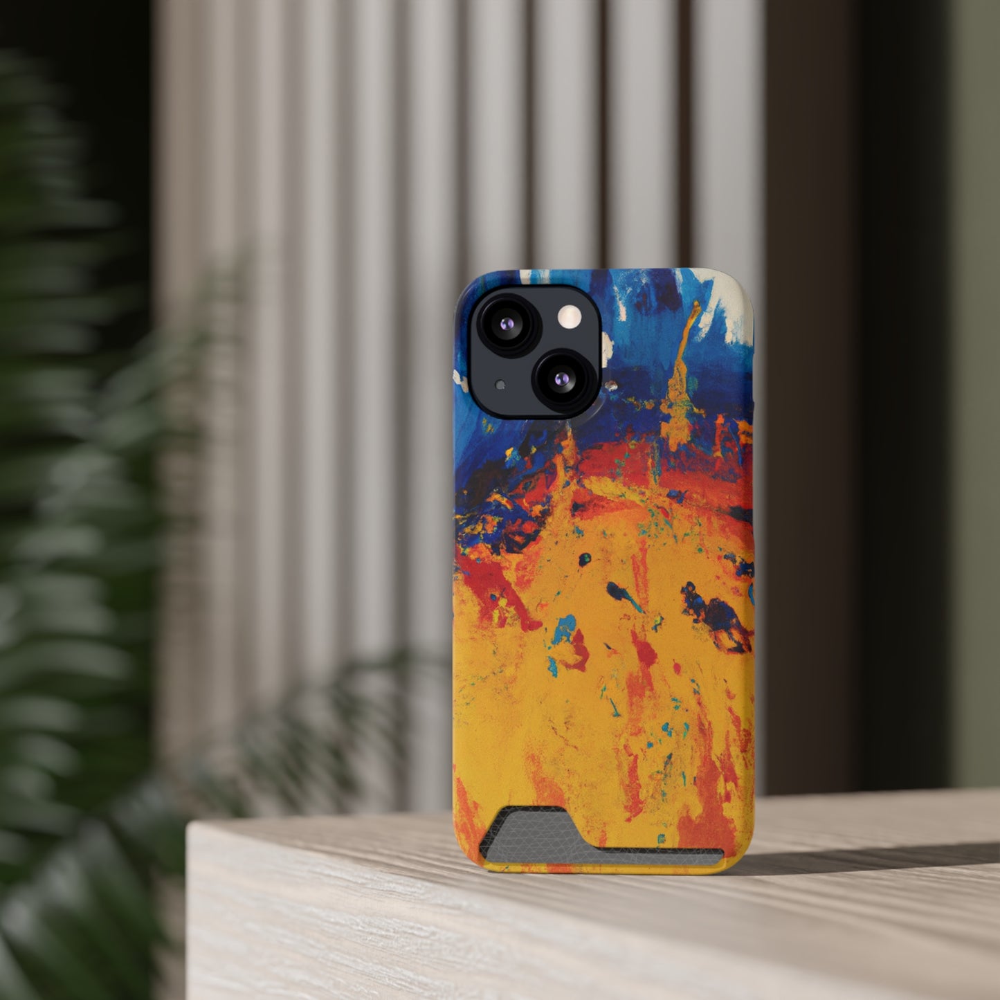 iPhone 13 and Samsung S21, S22 Cases with Card Holder Ft. Abstract Sun