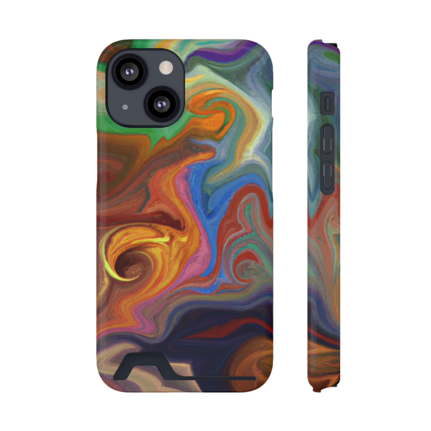 iPhone or Samsung Case with Card Holder Ft. Fractured Waves