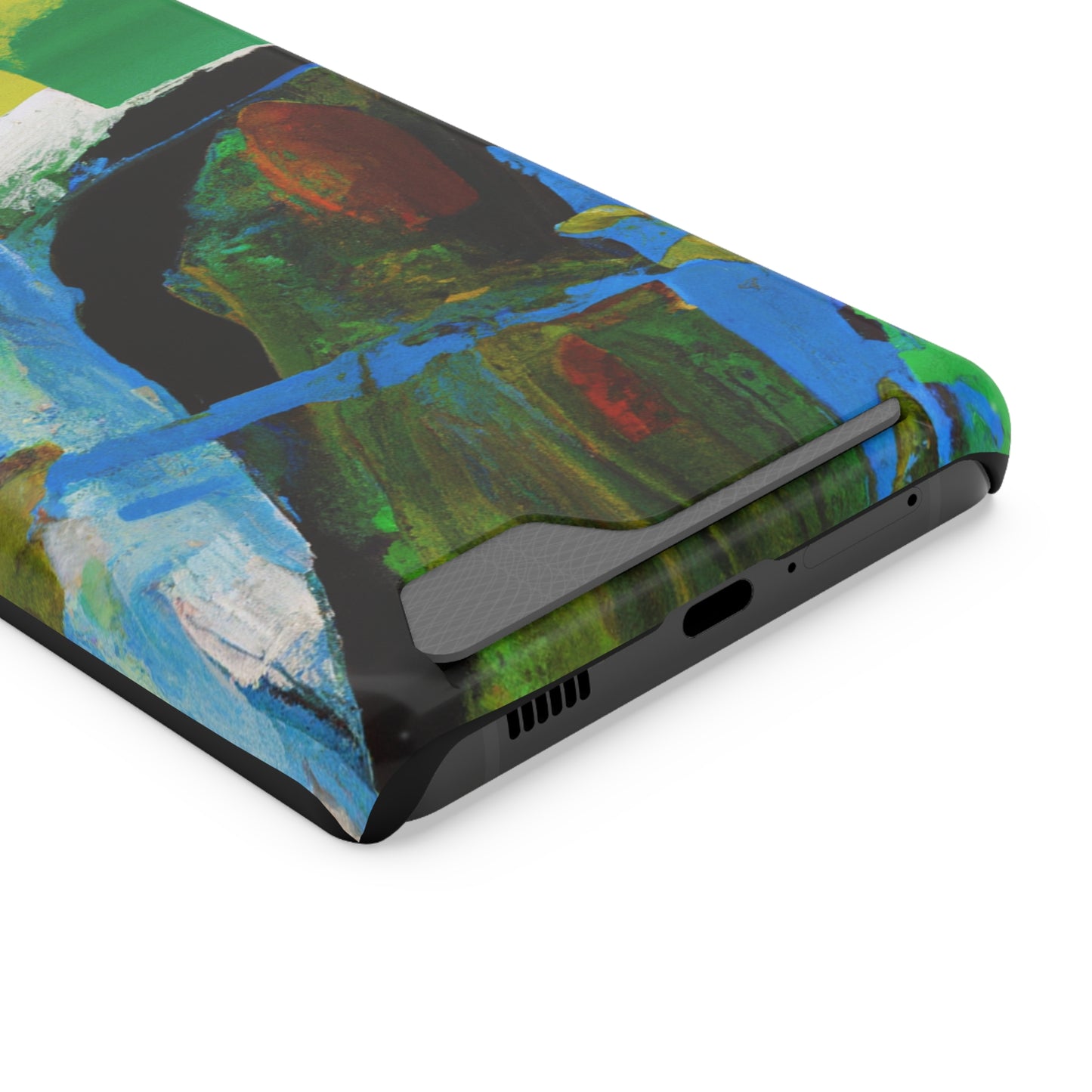iPhone 13 and Samsung S21, S22 Cases with Card Holder Ft. Abstract River