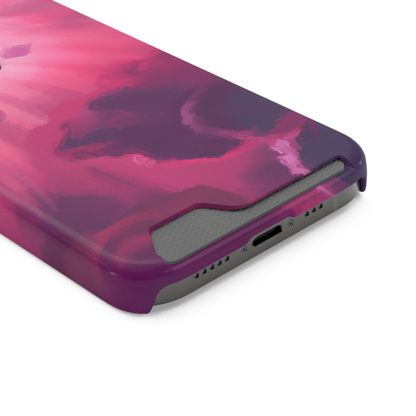 iPhone 13 and Samsung S21, S22 Cases with Card Holder Ft. Abstract Pink Sky