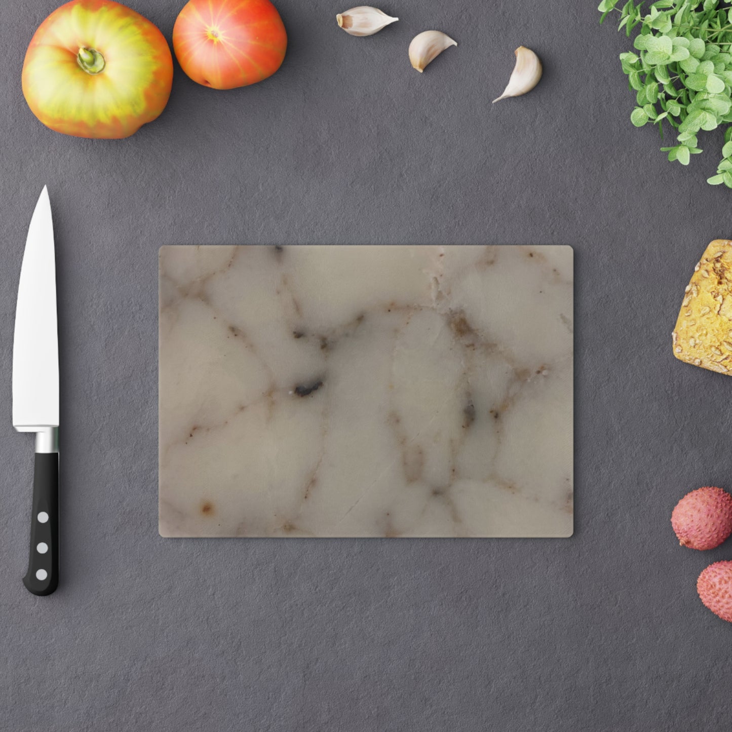 Non-Slip Glass Cutting Board Featuring Abstract Marble Design