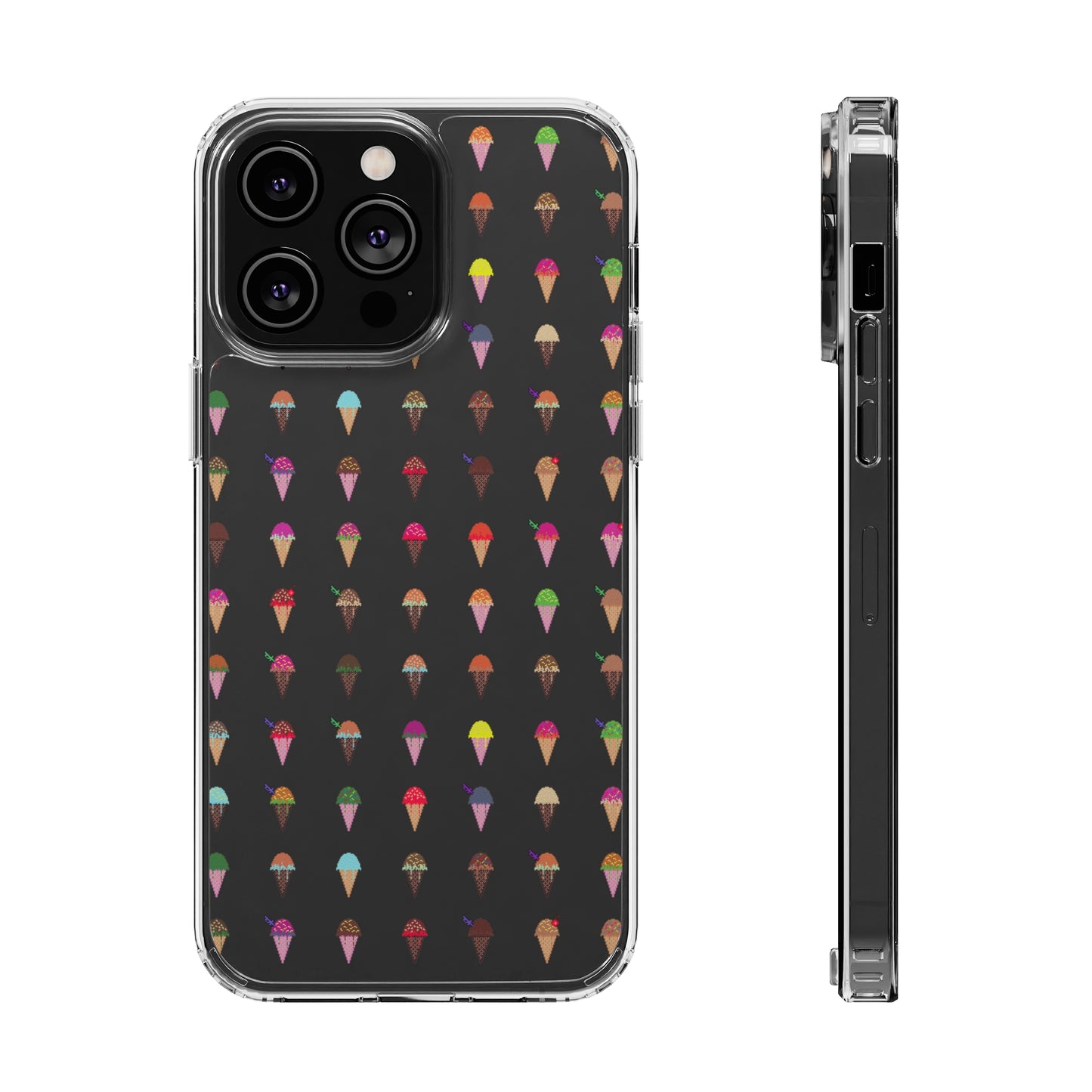 Clear Hard Case for iPhone 1-14 and Samsung S21-S22, Featuring Pixel Cones